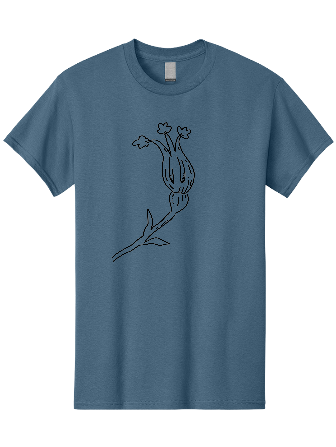 Flower-Illustration Men'S Graphic Tee, 100% Cotton, Comfortable Casual Summer Wear, Machine Washable, Simple Flower Drawing, Minimalist Art, Black Outline, Stylized Blooms, Hand-Drawn Illustration, Floral Design, Cartoon Flower - Aaa433