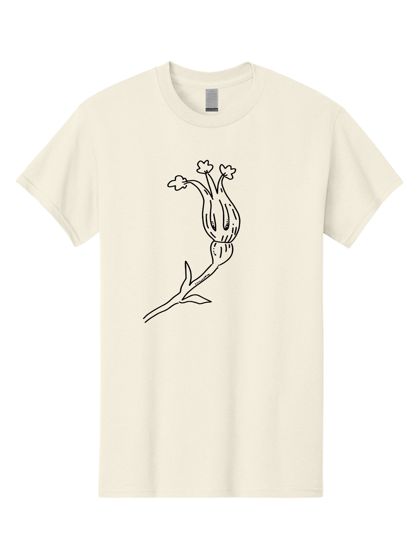 Flower-Illustration Men'S Graphic Tee, 100% Cotton, Comfortable Casual Summer Wear, Machine Washable, Simple Flower Drawing, Minimalist Art, Black Outline, Stylized Blooms, Hand-Drawn Illustration, Floral Design, Cartoon Flower - Aaa433