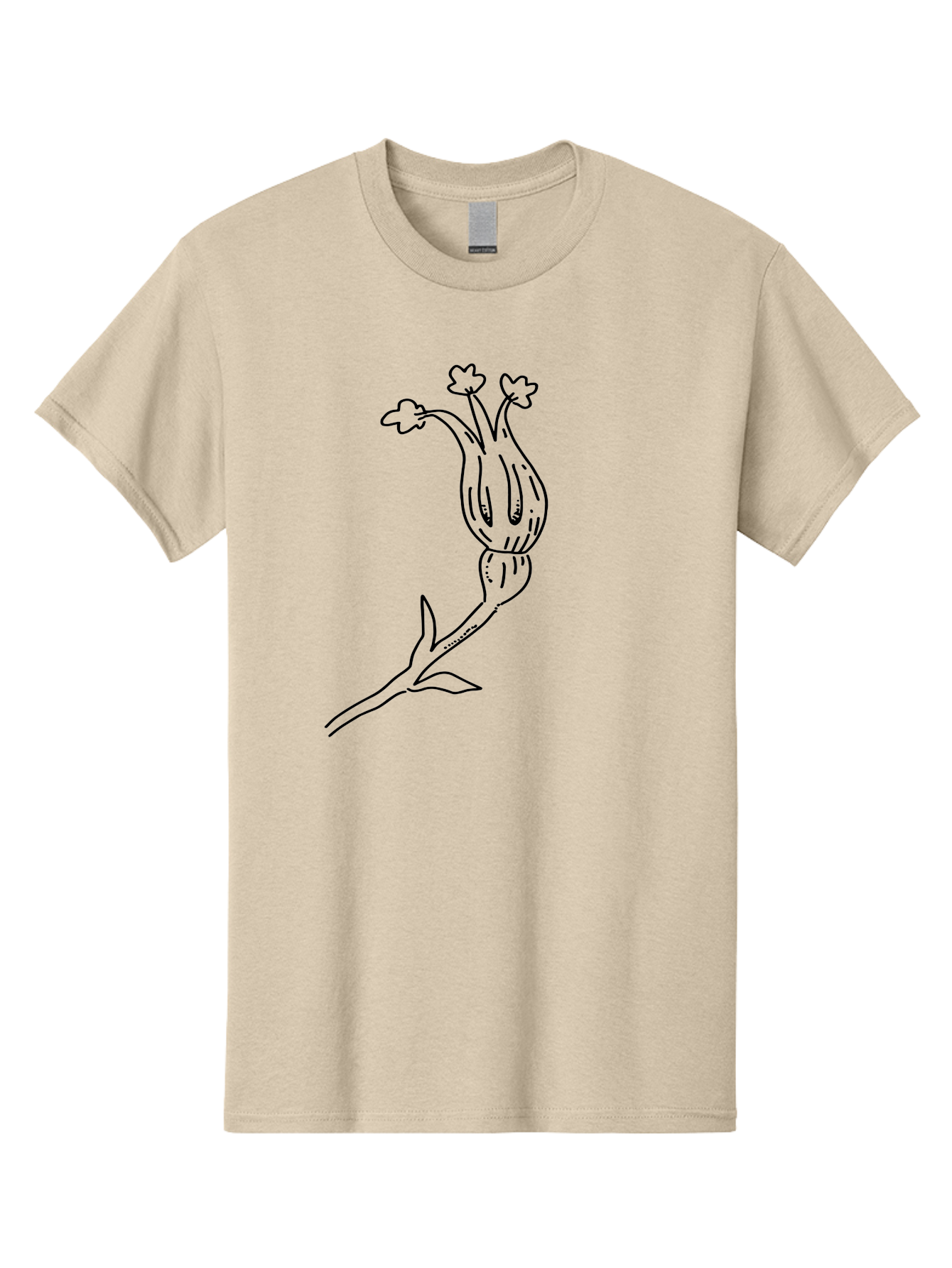 Flower-Illustration Men'S Graphic Tee, 100% Cotton, Comfortable Casual Summer Wear, Machine Washable, Simple Flower Drawing, Minimalist Art, Black Outline, Stylized Blooms, Hand-Drawn Illustration, Floral Design, Cartoon Flower - Aaa433