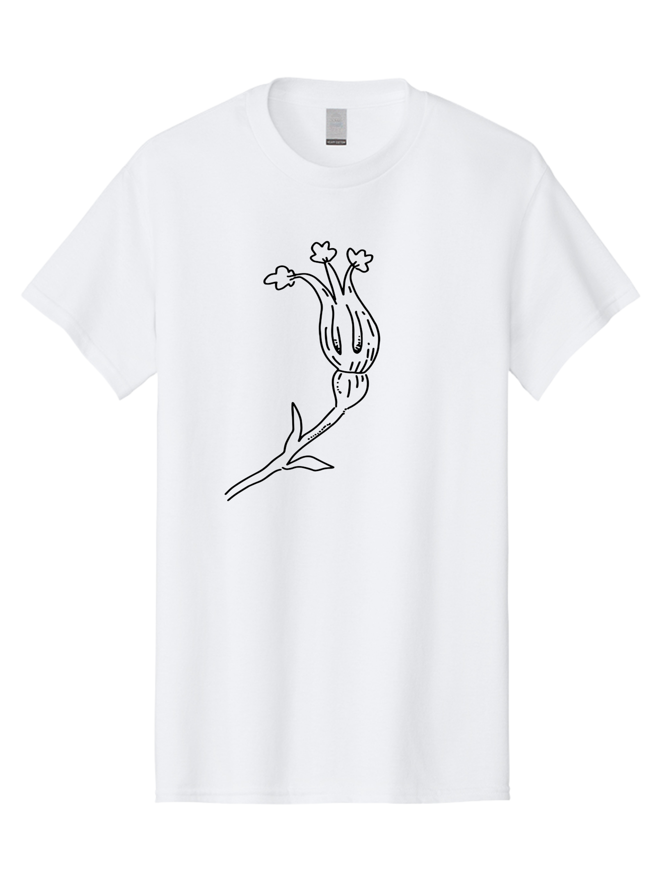 Flower-Illustration Men'S Graphic Tee, 100% Cotton, Comfortable Casual Summer Wear, Machine Washable, Simple Flower Drawing, Minimalist Art, Black Outline, Stylized Blooms, Hand-Drawn Illustration, Floral Design, Cartoon Flower - Aaa433
