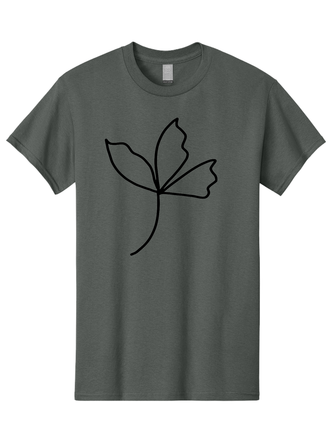 Flower-Outline Men'S Graphic Tee, 100% Cotton, Comfortable Casual Summer Wear, Machine Washable, Four Leaf Clover, Leafy Greens, Symbolic Icon, Minimalist Design, Simple Line Art, Stylized Clover, Elegant Graphics - Aaa434