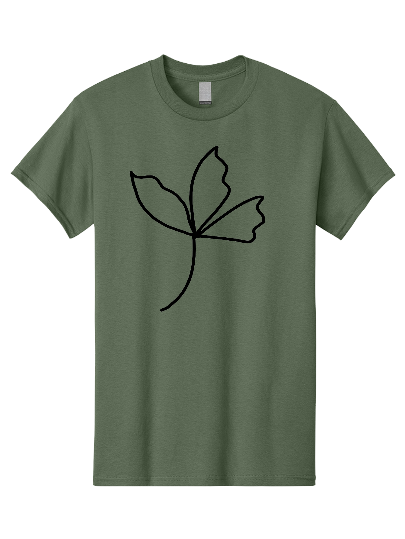 Flower-Outline Men'S Graphic Tee, 100% Cotton, Comfortable Casual Summer Wear, Machine Washable, Four Leaf Clover, Leafy Greens, Symbolic Icon, Minimalist Design, Simple Line Art, Stylized Clover, Elegant Graphics - Aaa434