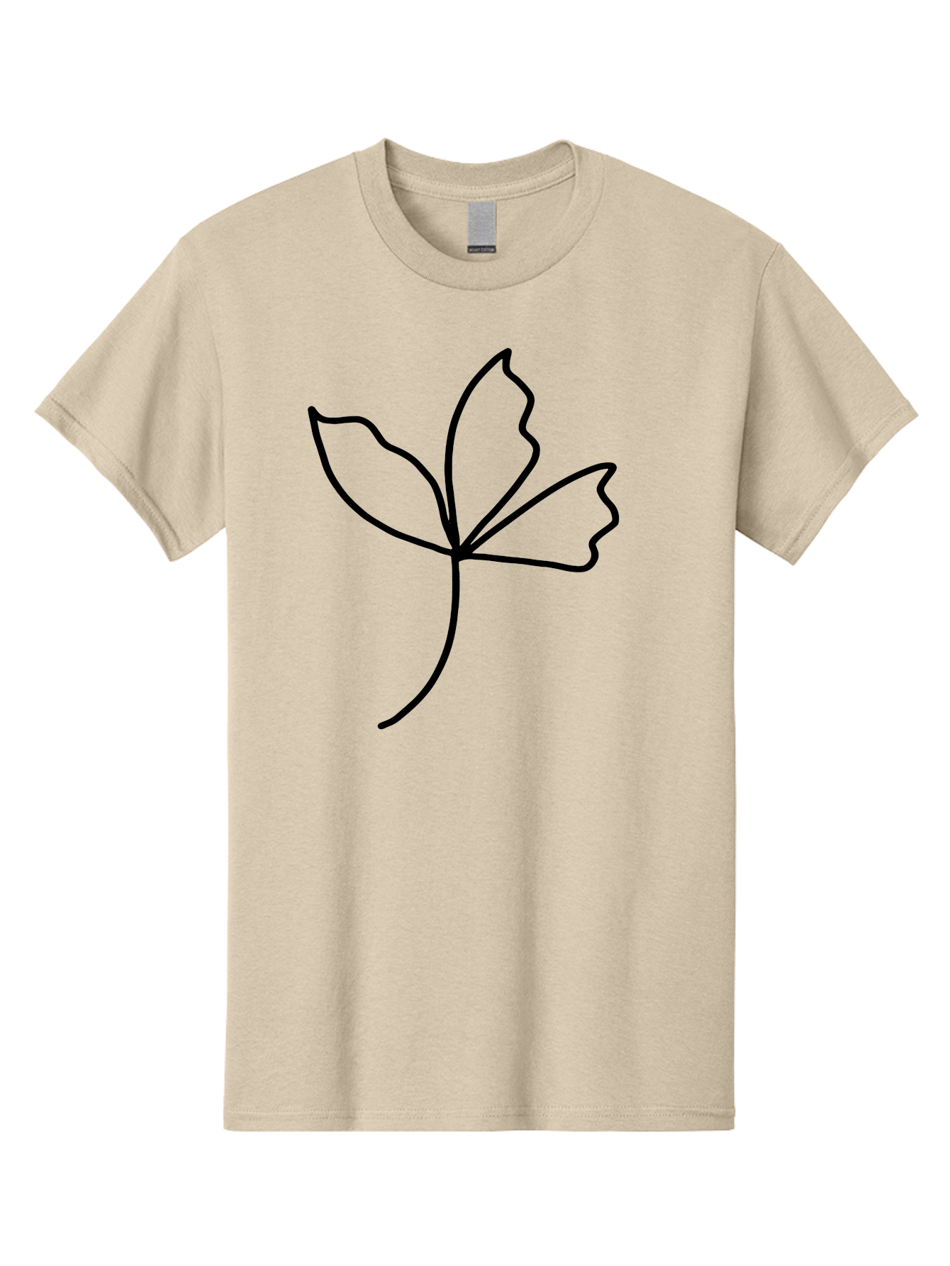 Flower-Outline Men'S Graphic Tee, 100% Cotton, Comfortable Casual Summer Wear, Machine Washable, Four Leaf Clover, Leafy Greens, Symbolic Icon, Minimalist Design, Simple Line Art, Stylized Clover, Elegant Graphics - Aaa434