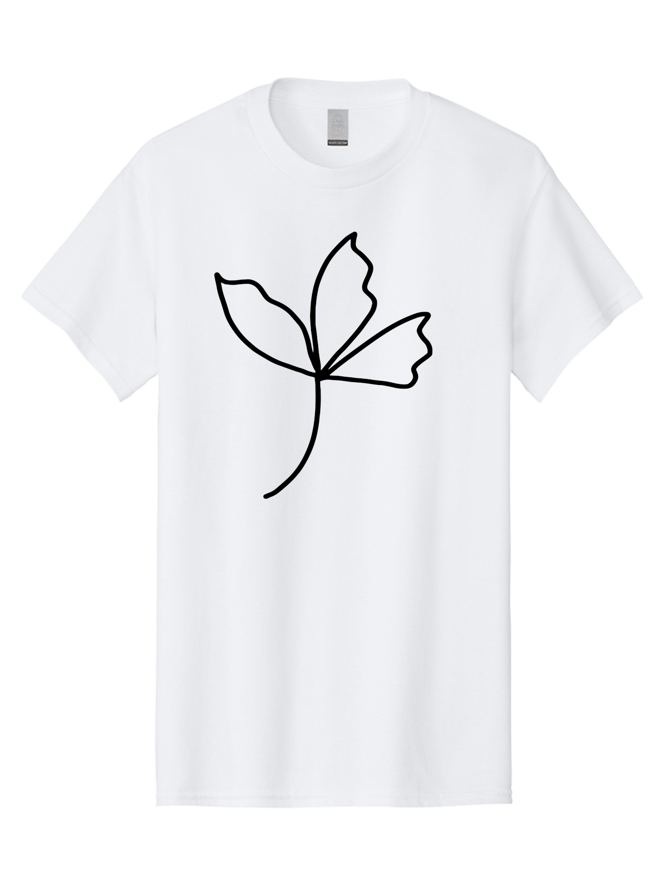Flower-Outline Men'S Graphic Tee, 100% Cotton, Comfortable Casual Summer Wear, Machine Washable, Four Leaf Clover, Leafy Greens, Symbolic Icon, Minimalist Design, Simple Line Art, Stylized Clover, Elegant Graphics - Aaa434