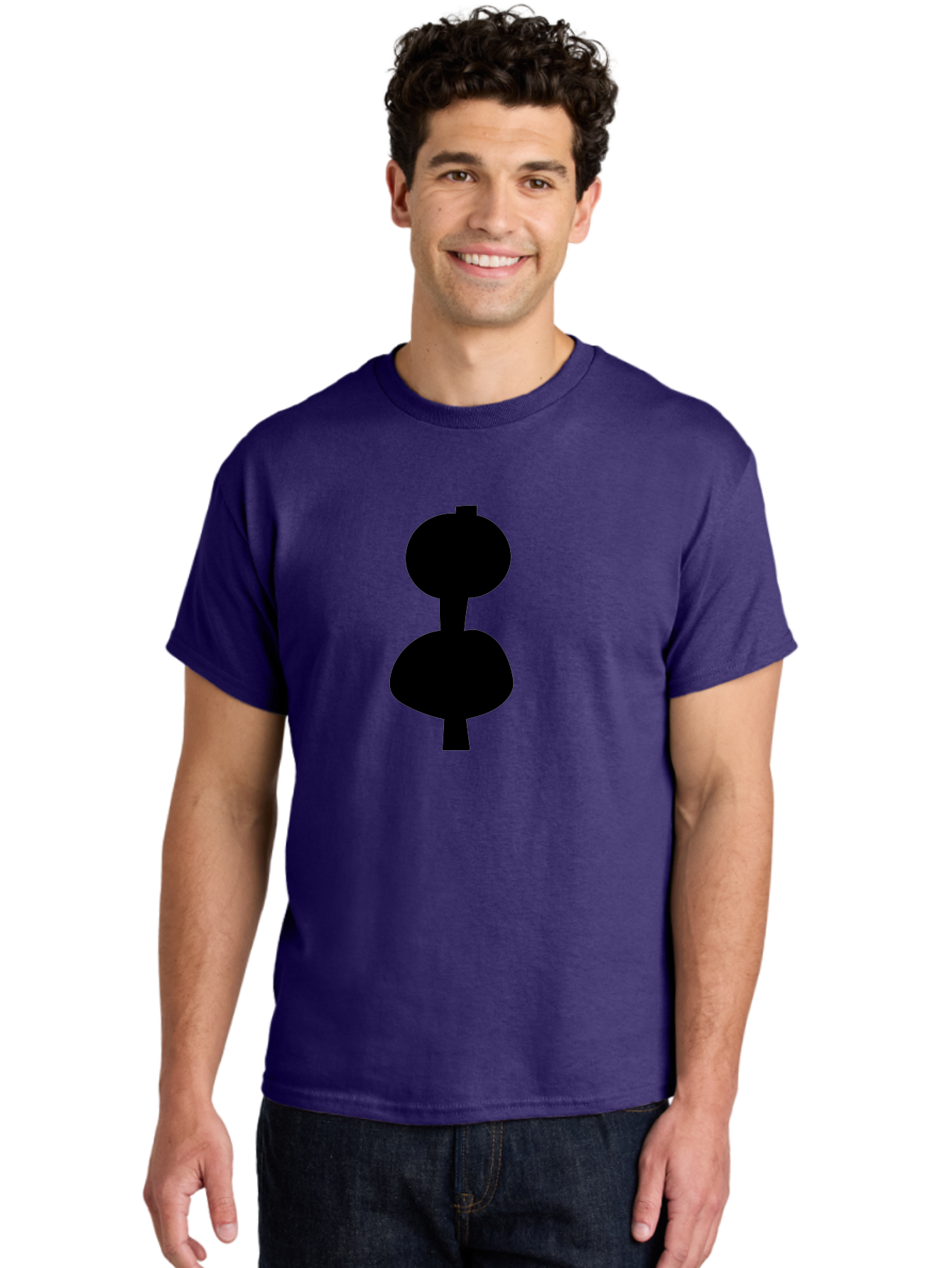 Hourglass Men'S Graphic Tee, 100% Cotton, Comfortable Casual Summer Wear, Machine Washable, Dumbbell Icon, Fitness Symbol, Gym Equipment, Workout Tool, Exercise Accessory, Physical Fitness, Bodybuilding - Aaa437