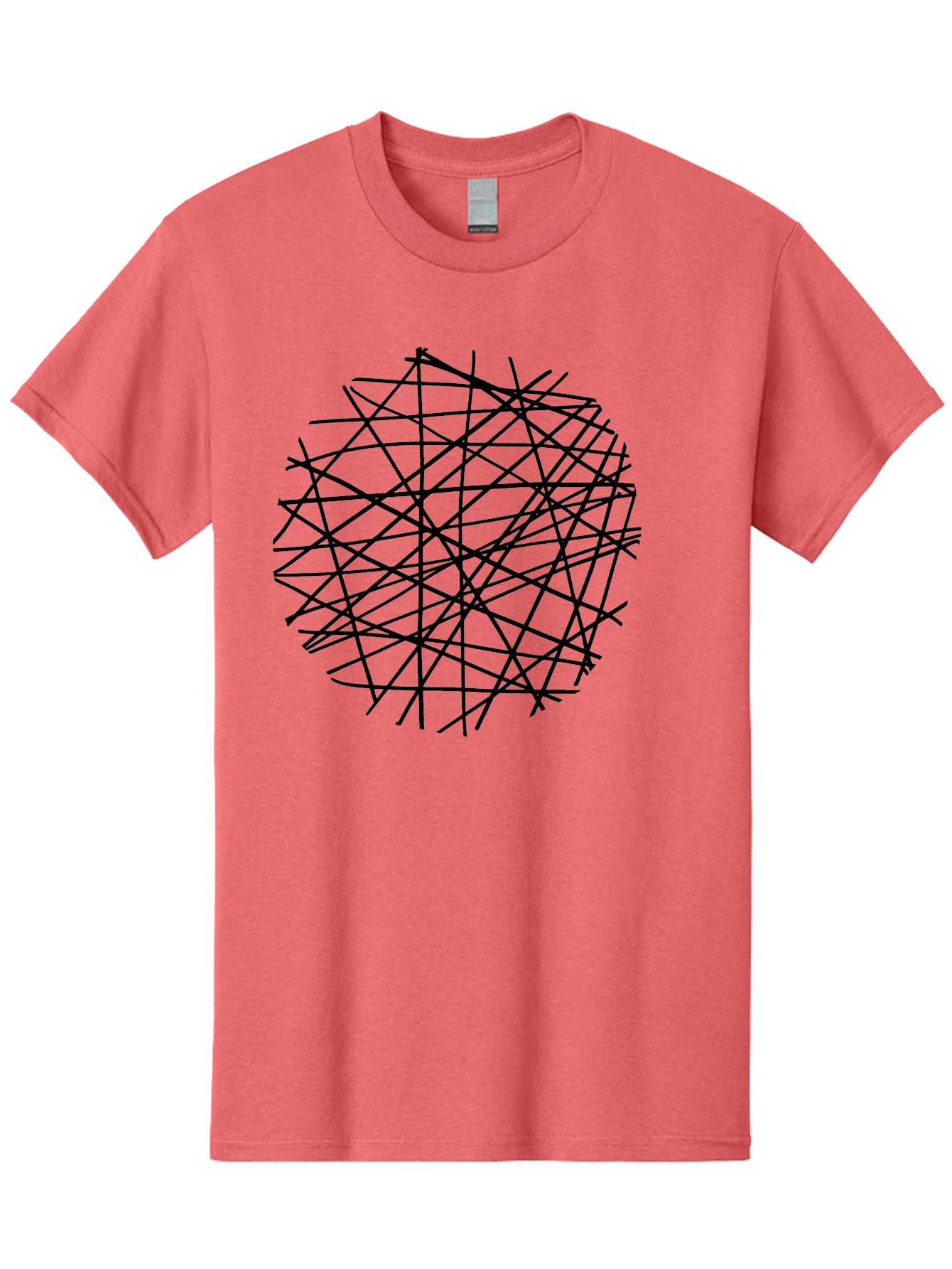 Intersecting-Lines Men'S Graphic Tee, 100% Cotton, Comfortable Casual Summer Wear, Machine Washable, Abstract Art, Chaotic Lines, Black Lines, Intersecting Lines, Complex Pattern, Modern Design, Graphic Illustration - Aaa439