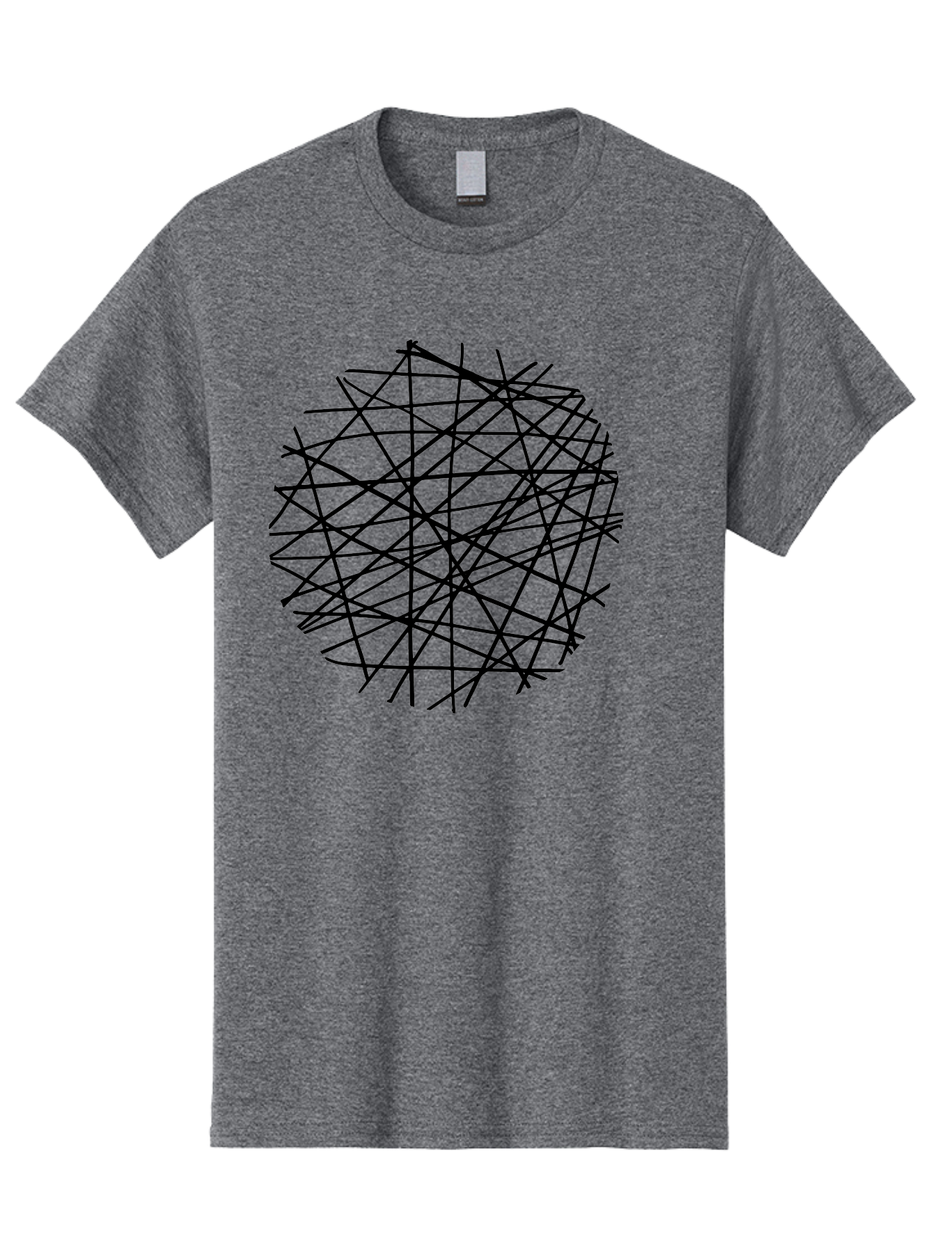 Intersecting-Lines Men'S Graphic Tee, 100% Cotton, Comfortable Casual Summer Wear, Machine Washable, Abstract Art, Chaotic Lines, Black Lines, Intersecting Lines, Complex Pattern, Modern Design, Graphic Illustration - Aaa439