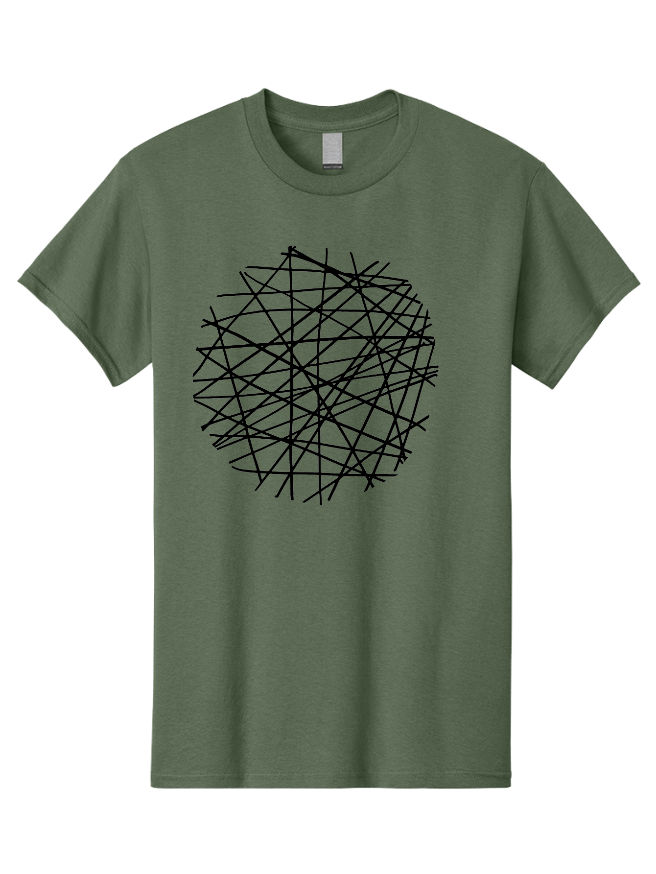 Intersecting-Lines Men'S Graphic Tee, 100% Cotton, Comfortable Casual Summer Wear, Machine Washable, Abstract Art, Chaotic Lines, Black Lines, Intersecting Lines, Complex Pattern, Modern Design, Graphic Illustration - Aaa439