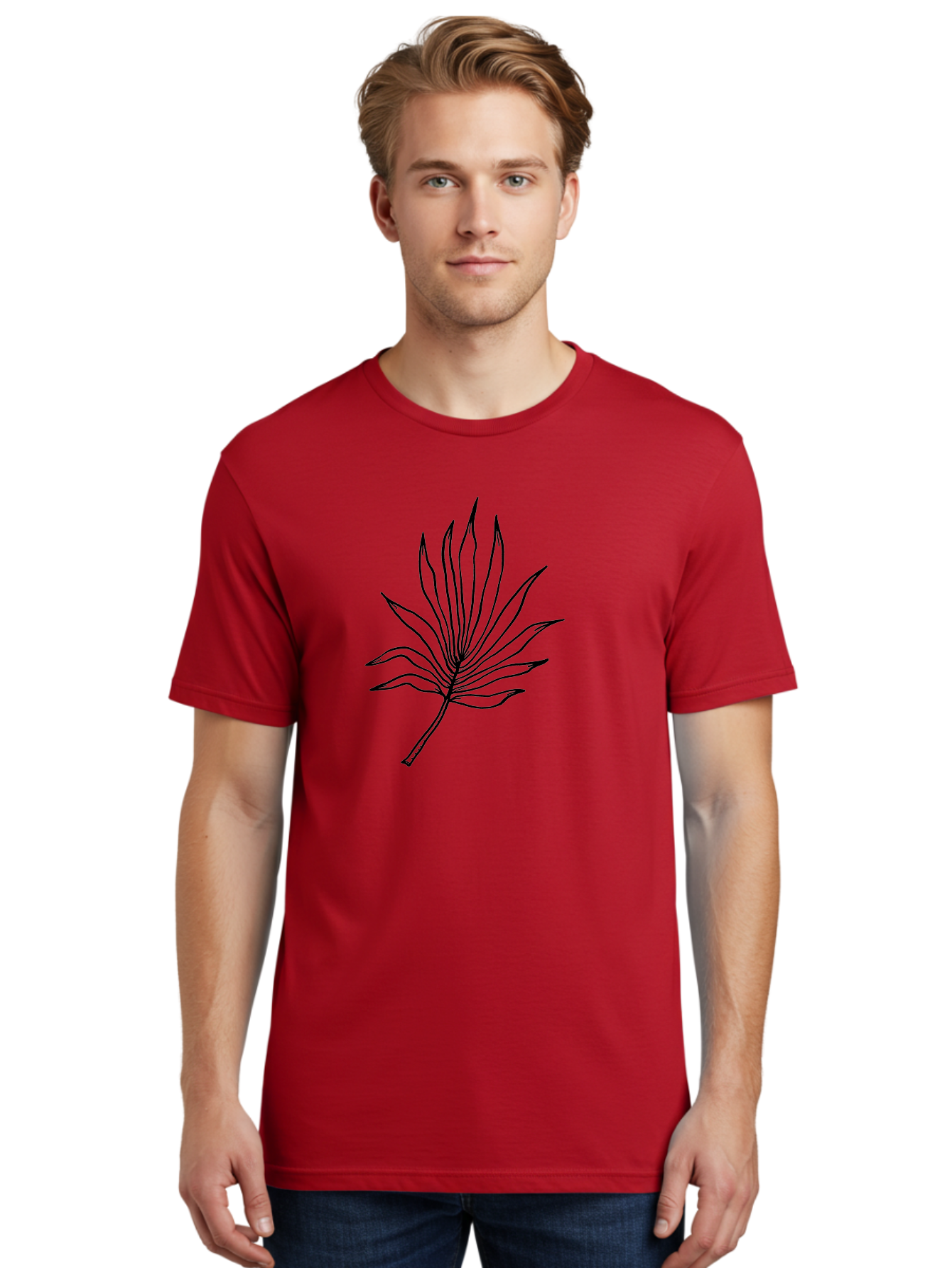 Leaf-1 Men'S Graphic Tee, 100% Cotton, Comfortable Casual Summer Wear, Machine Washable, Marijuana Leaf, Cannabis Symbol, Black Outline, Simple Design, Minimalist Art, Leaf Illustration, Pot Leaf, Cannabis Leaf Art, Weed Symbol, - Aaa442