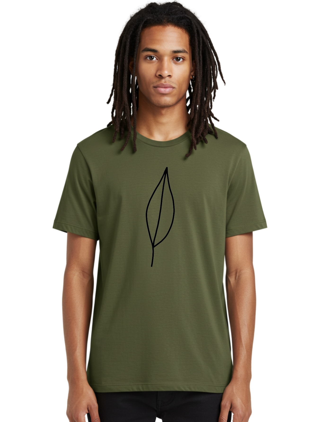 Leaf-2 Men'S Graphic Tee, 100% Cotton, Comfortable Casual Summer Wear, Machine Washable, Simple Leaf Outline, Minimalist Design, Black Line Art, Eco-Friendly Symbol, Nature-Inspired Graphics, Single Leaf Icon, Botanical Illustration, - Aaa443