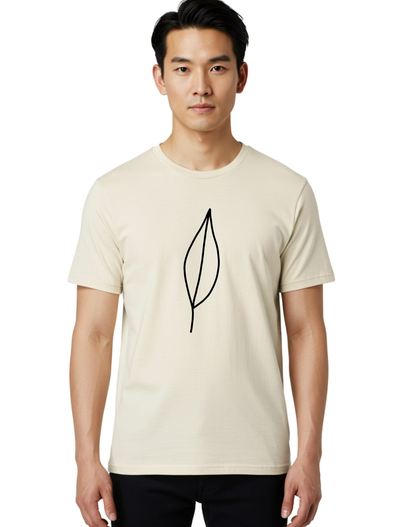 Leaf-2 Men'S Graphic Tee, 100% Cotton, Comfortable Casual Summer Wear, Machine Washable, Simple Leaf Outline, Minimalist Design, Black Line Art, Eco-Friendly Symbol, Nature-Inspired Graphics, Single Leaf Icon, Botanical Illustration, - Aaa443