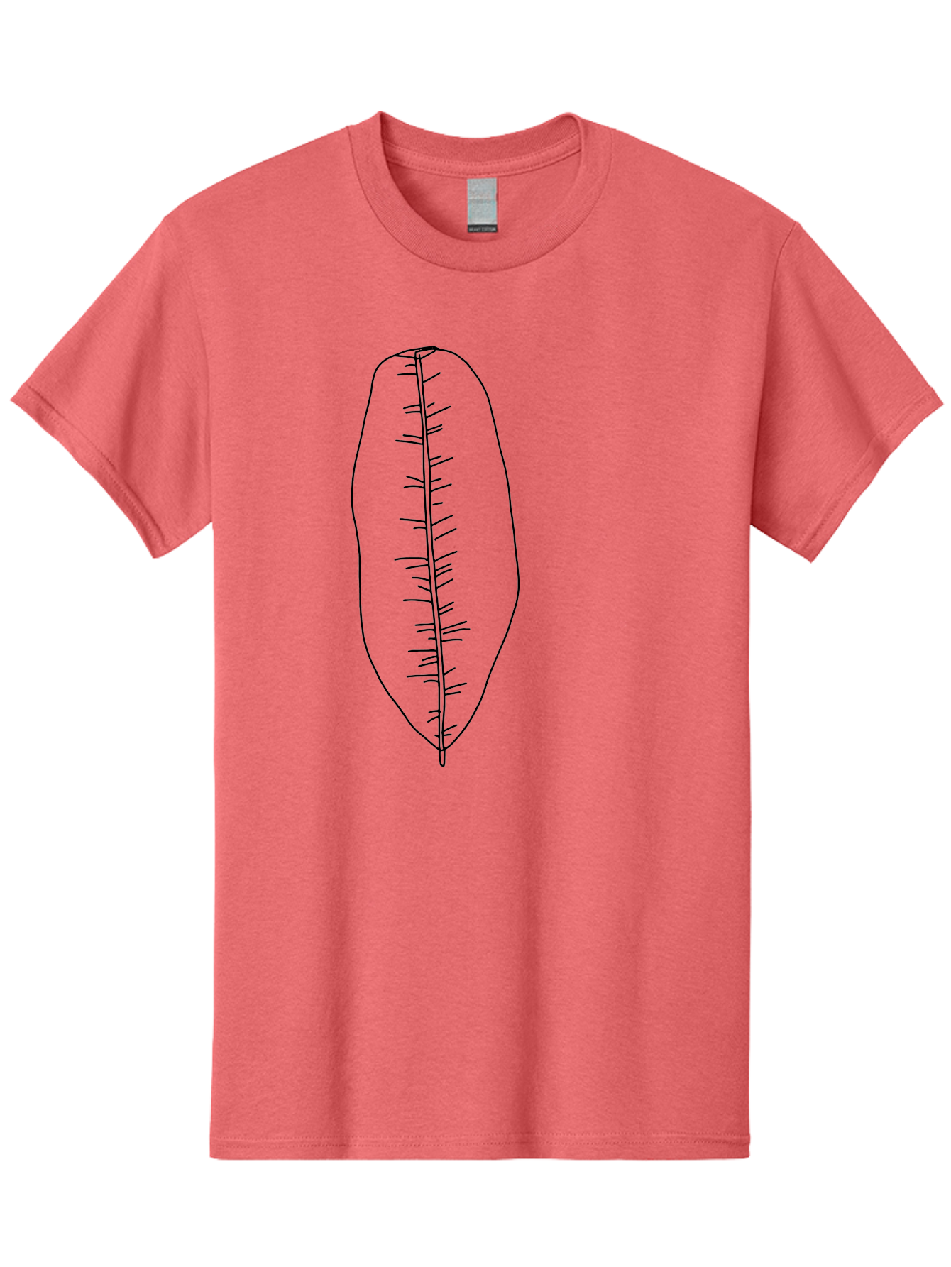 Leaf-Illustration-1 Men'S Graphic Tee, 100% Cotton, Comfortable Casual Summer Wear, Machine Washable, Simple Leaf, Leaf Outline, Minimalist Art, Black Lines, Leaf Veins, Botanical Illustration, Simple Design, Leaf Shape - Aaa445