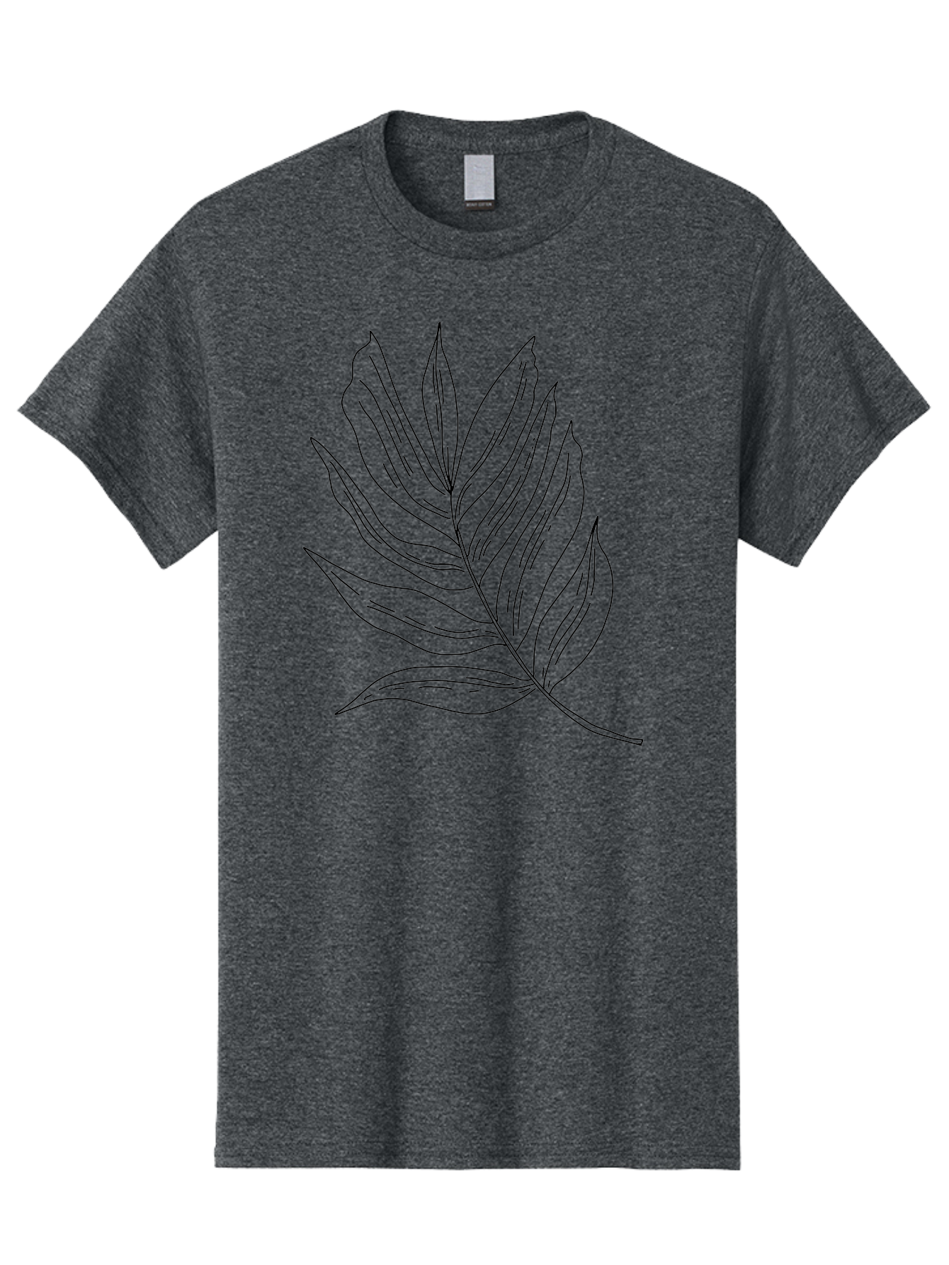 Leaf-Illustration Men'S Graphic Tee, 100% Cotton, Comfortable Casual Summer Wear, Machine Washable, Simple Leaf Illustration, Black Outline, Minimalist Design, Botanical Art, Hand-Drawn Leaf, Natural Elements, Foliage Graphic, - Aaa446