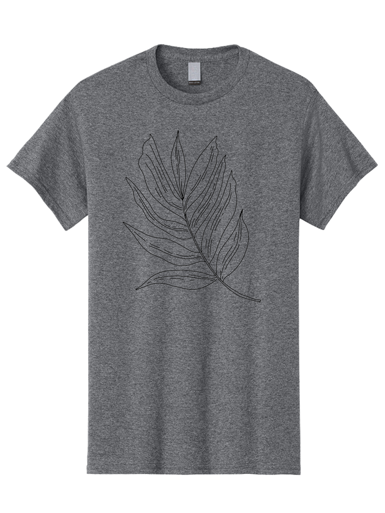 Leaf-Illustration Men'S Graphic Tee, 100% Cotton, Comfortable Casual Summer Wear, Machine Washable, Simple Leaf Illustration, Black Outline, Minimalist Design, Botanical Art, Hand-Drawn Leaf, Natural Elements, Foliage Graphic, - Aaa446