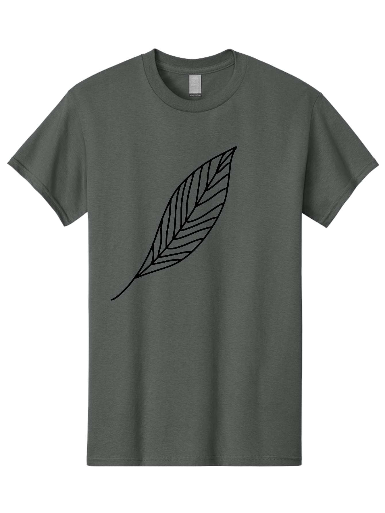 Leaf-Outline Men'S Graphic Tee, 100% Cotton, Comfortable Casual Summer Wear, Machine Washable, Simple Leaf Design, Black Outline, Leaf Illustration, Minimalist Art, Nature-Inspired Graphics, Eco-Friendly Icon - Aaa447