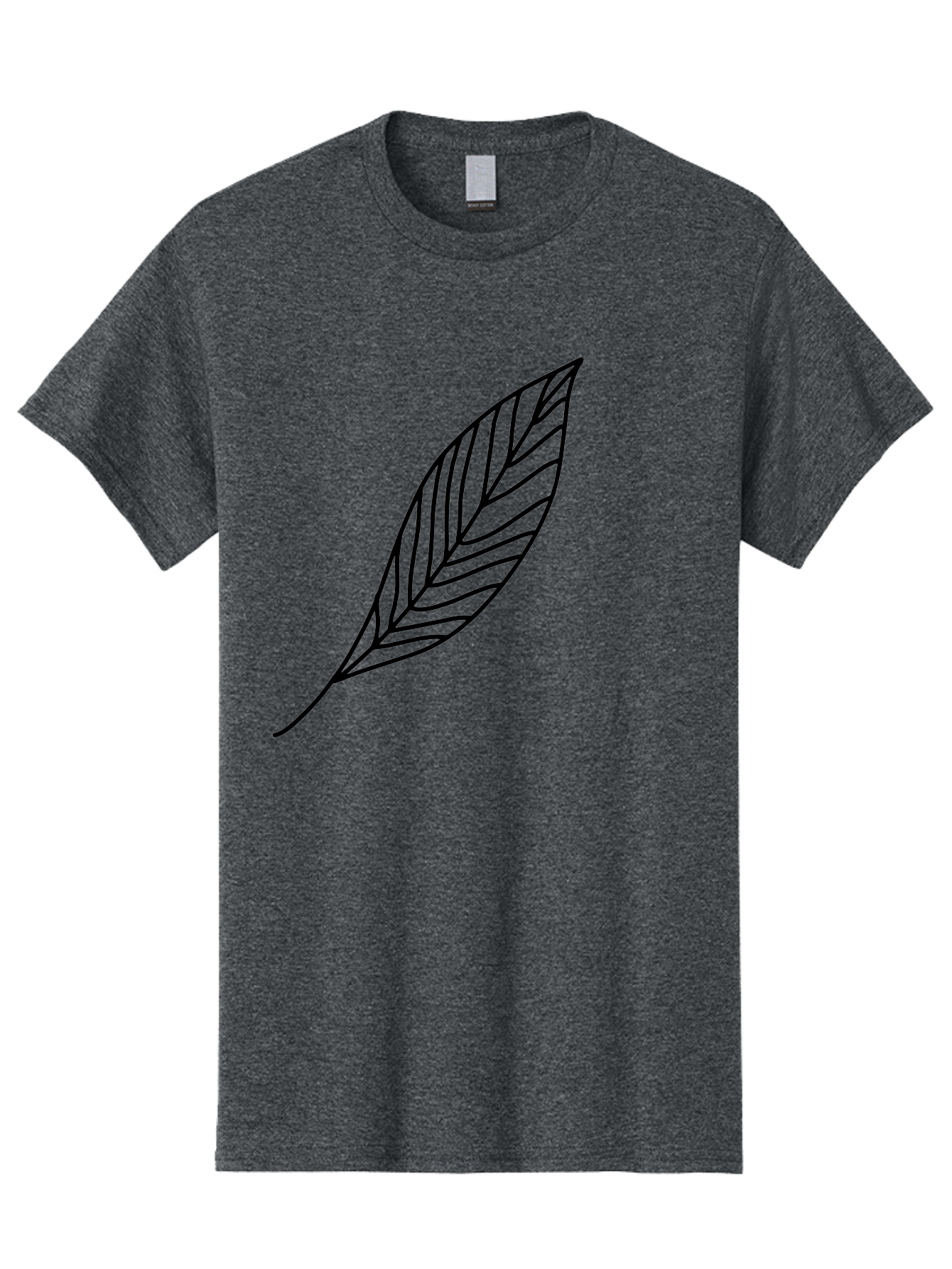 Leaf-Outline Men'S Graphic Tee, 100% Cotton, Comfortable Casual Summer Wear, Machine Washable, Simple Leaf Design, Black Outline, Leaf Illustration, Minimalist Art, Nature-Inspired Graphics, Eco-Friendly Icon - Aaa447