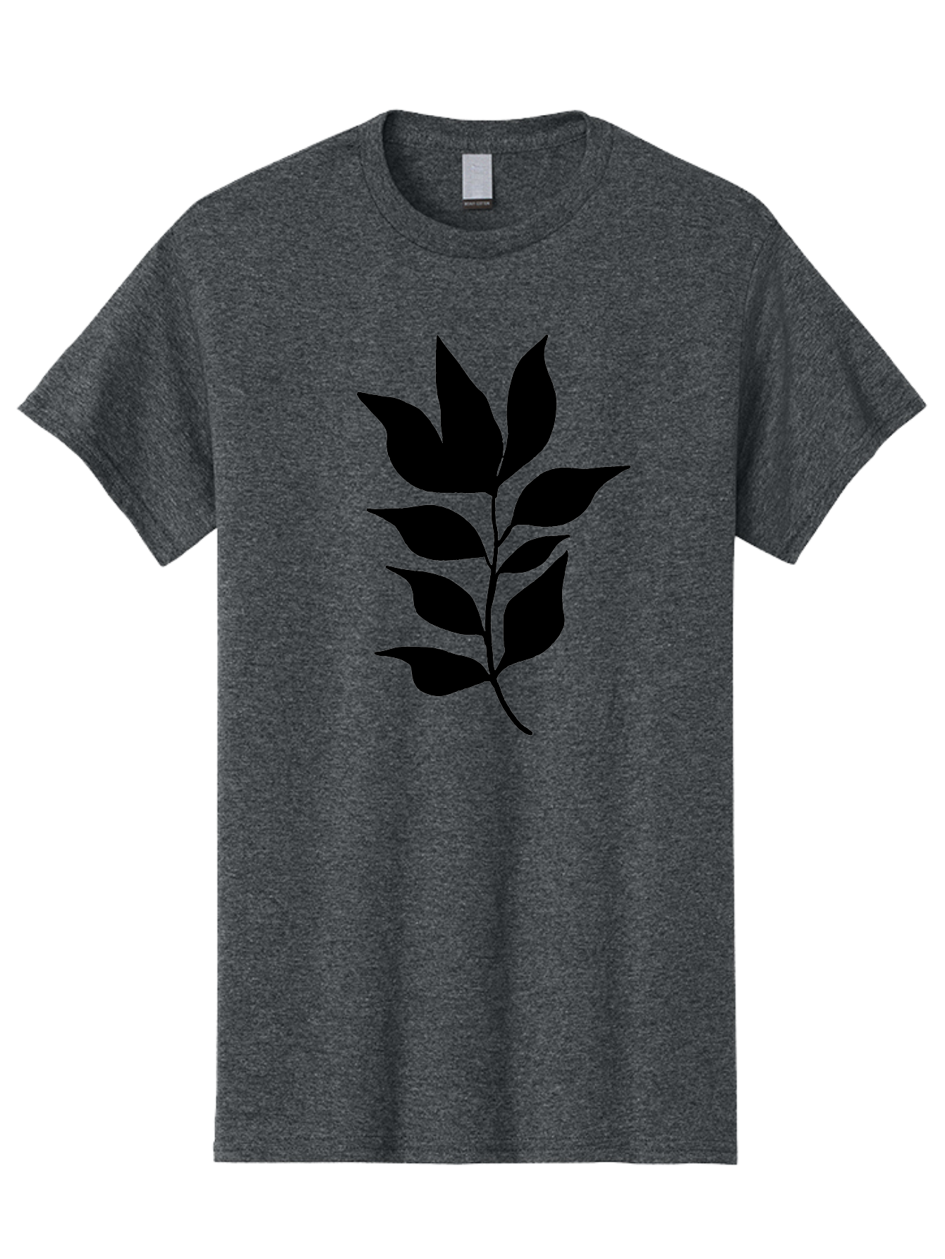 Leaf-Silhouette Men'S Graphic Tee, 100% Cotton, Comfortable Casual Summer Wear, Machine Washable, Leafy Branch, Foliage, Silhouette, Nature Icon, Simple Design, Leaf Graphics, Floral Element, Minimalist Art, Plant Symbol - Aaa448
