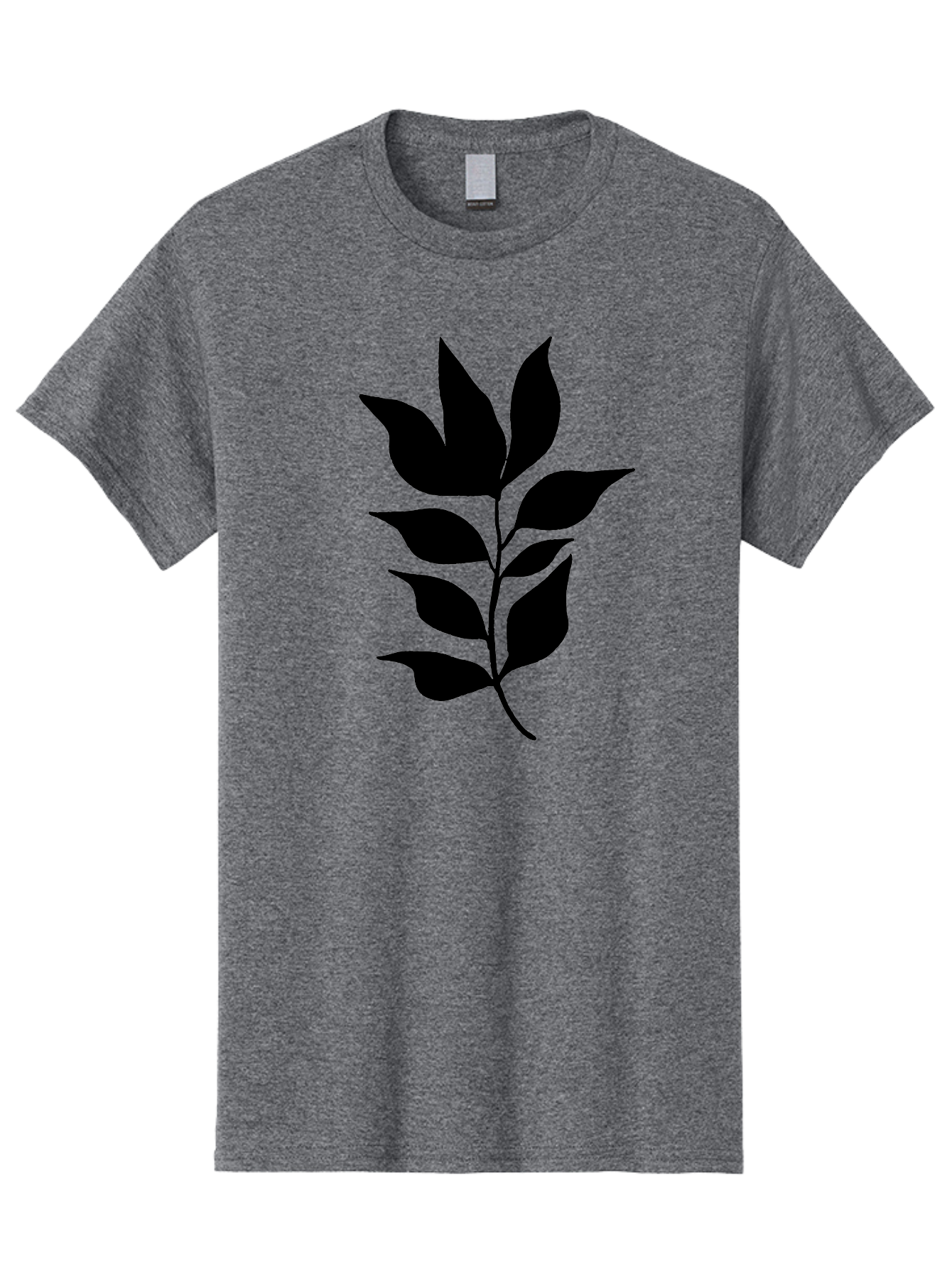 Leaf-Silhouette Men'S Graphic Tee, 100% Cotton, Comfortable Casual Summer Wear, Machine Washable, Leafy Branch, Foliage, Silhouette, Nature Icon, Simple Design, Leaf Graphics, Floral Element, Minimalist Art, Plant Symbol - Aaa448