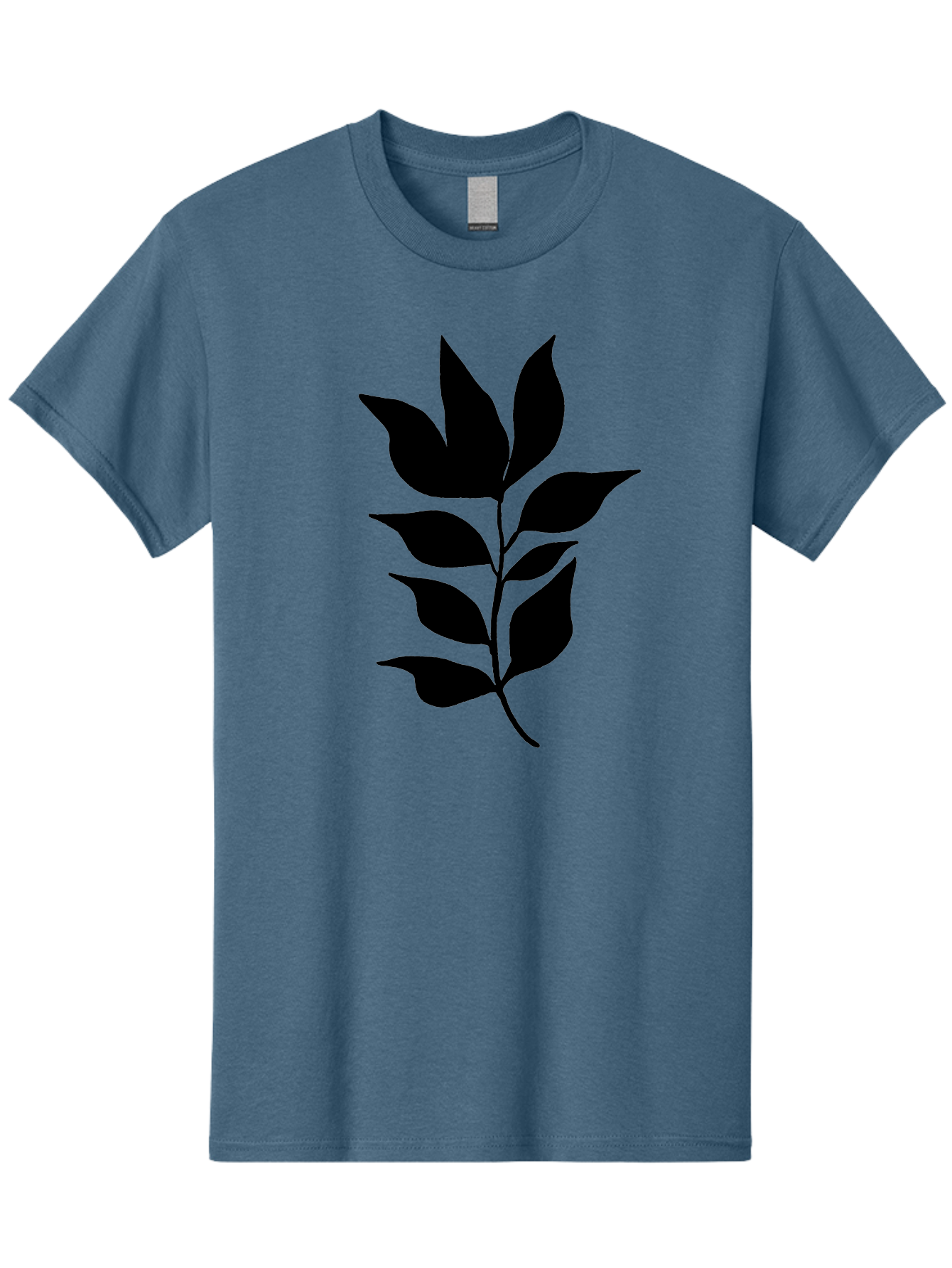 Leaf-Silhouette Men'S Graphic Tee, 100% Cotton, Comfortable Casual Summer Wear, Machine Washable, Leafy Branch, Foliage, Silhouette, Nature Icon, Simple Design, Leaf Graphics, Floral Element, Minimalist Art, Plant Symbol - Aaa448