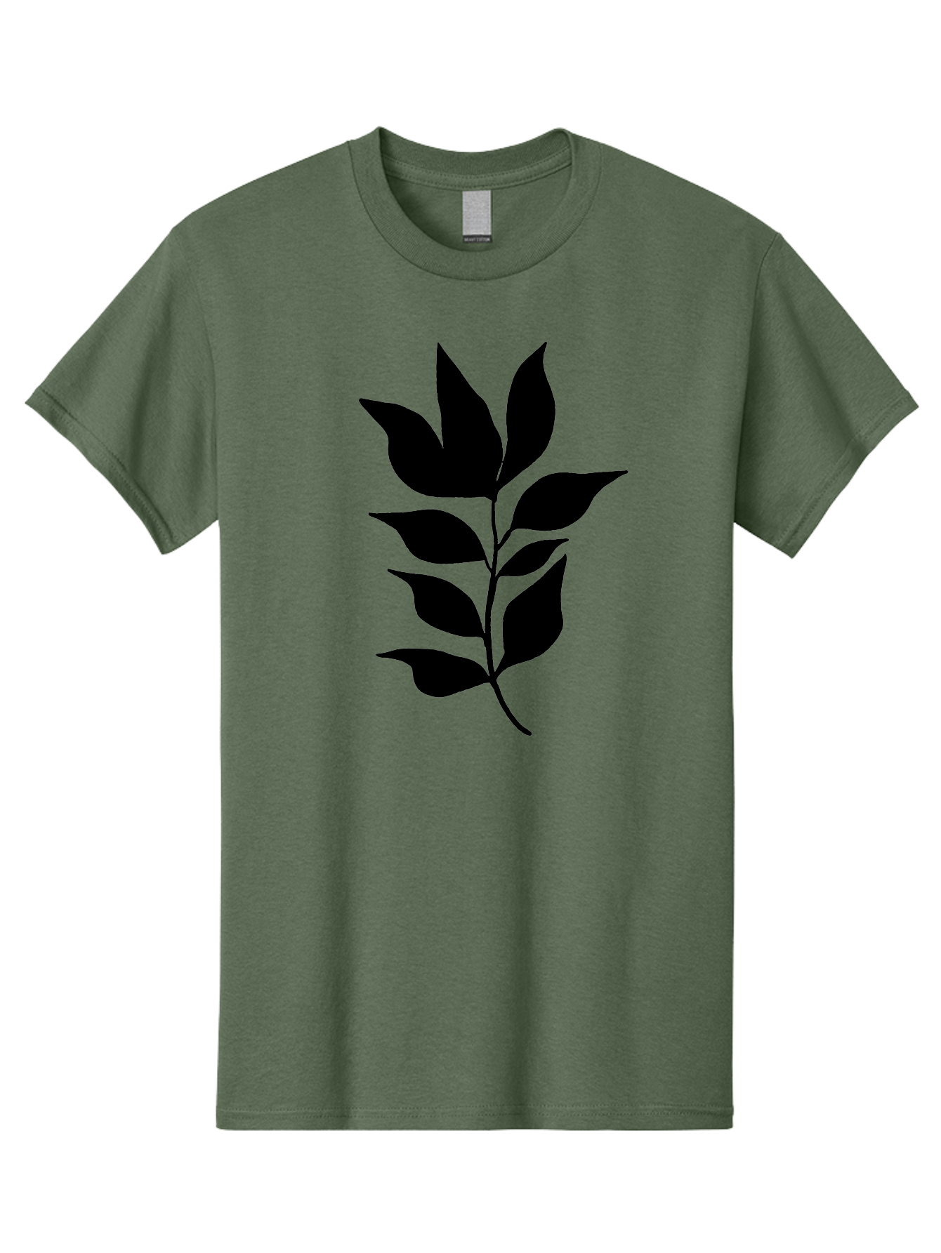 Leaf-Silhouette Men'S Graphic Tee, 100% Cotton, Comfortable Casual Summer Wear, Machine Washable, Leafy Branch, Foliage, Silhouette, Nature Icon, Simple Design, Leaf Graphics, Floral Element, Minimalist Art, Plant Symbol - Aaa448