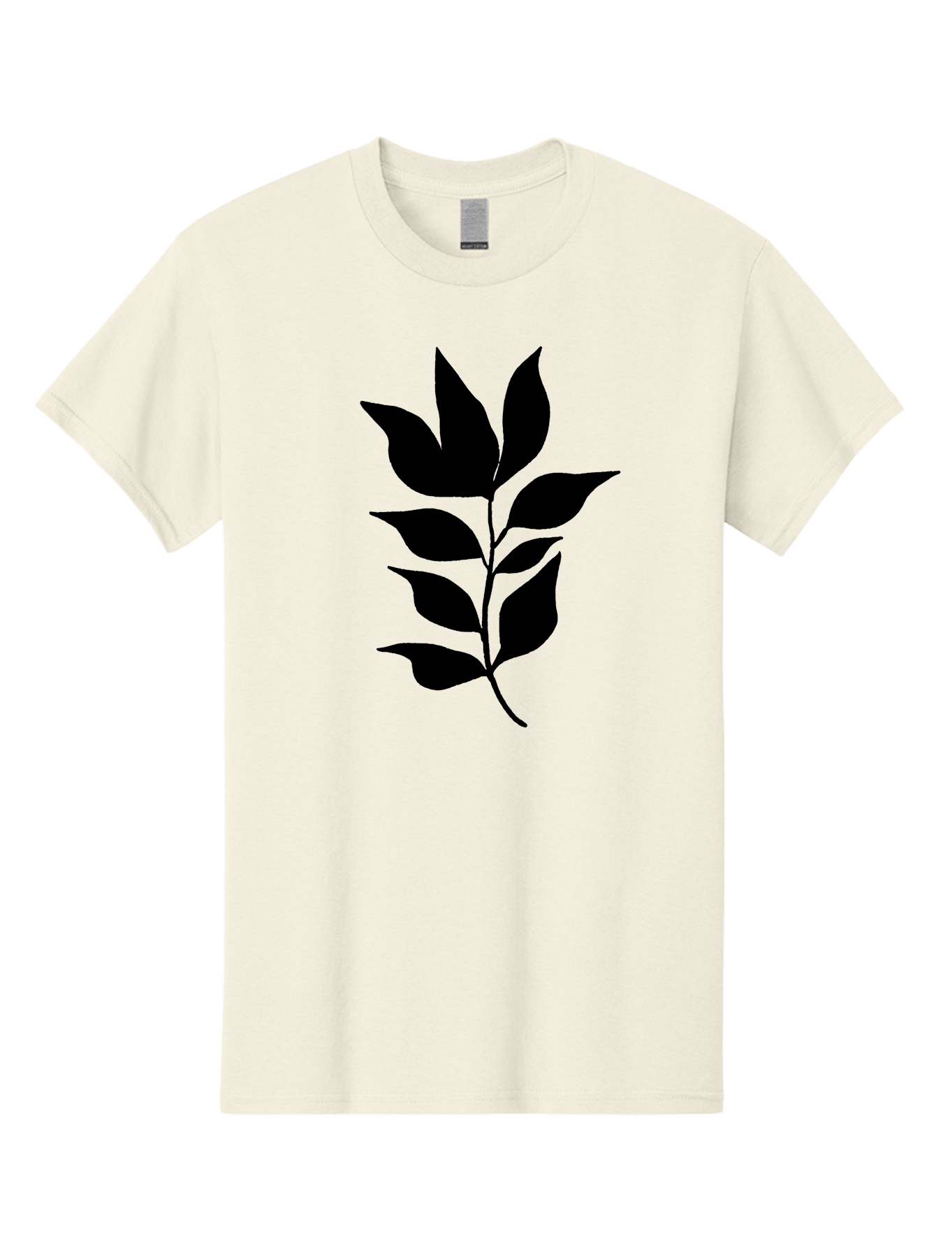 Leaf-Silhouette Men'S Graphic Tee, 100% Cotton, Comfortable Casual Summer Wear, Machine Washable, Leafy Branch, Foliage, Silhouette, Nature Icon, Simple Design, Leaf Graphics, Floral Element, Minimalist Art, Plant Symbol - Aaa448