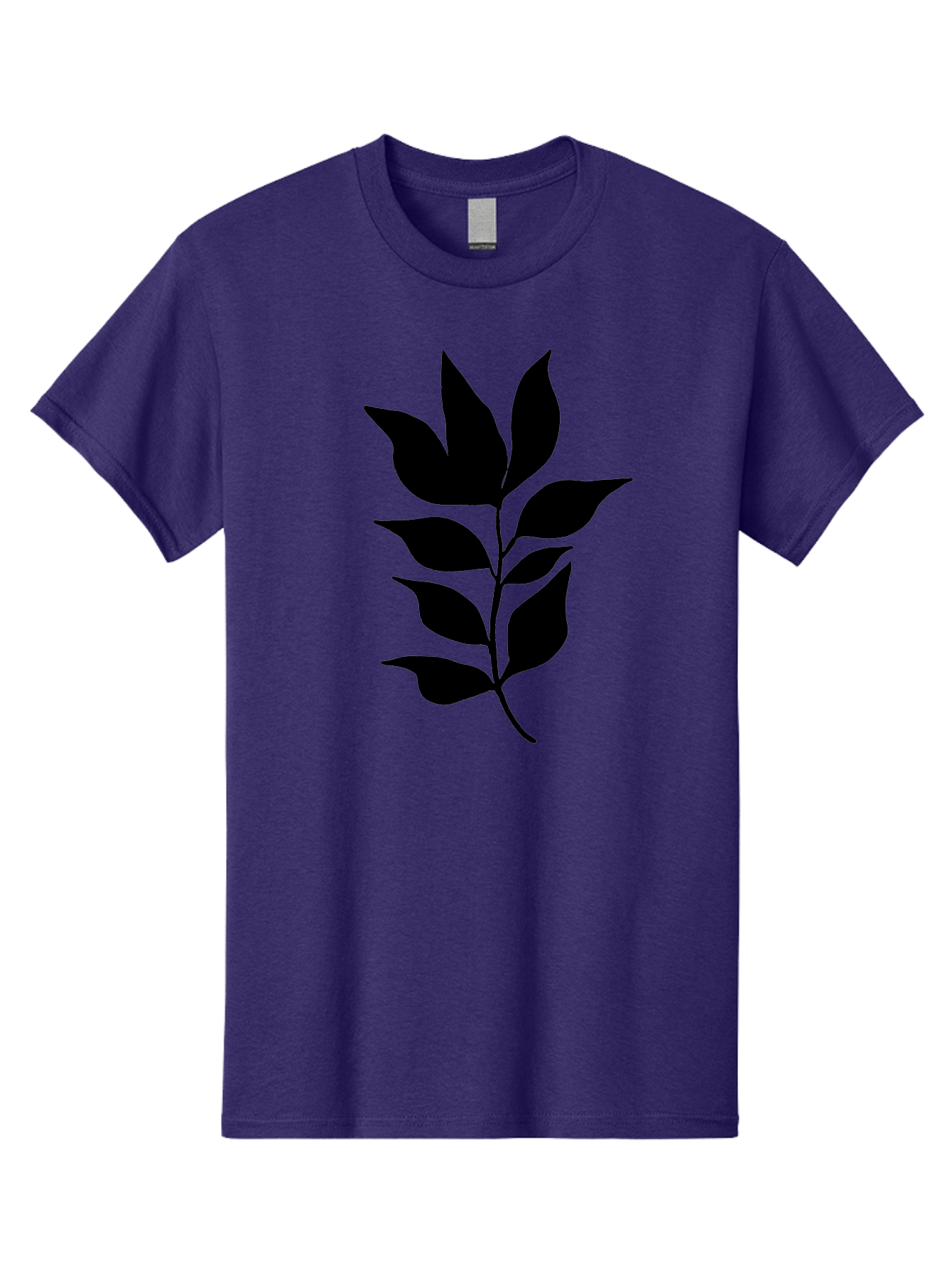 Leaf-Silhouette Men'S Graphic Tee, 100% Cotton, Comfortable Casual Summer Wear, Machine Washable, Leafy Branch, Foliage, Silhouette, Nature Icon, Simple Design, Leaf Graphics, Floral Element, Minimalist Art, Plant Symbol - Aaa448
