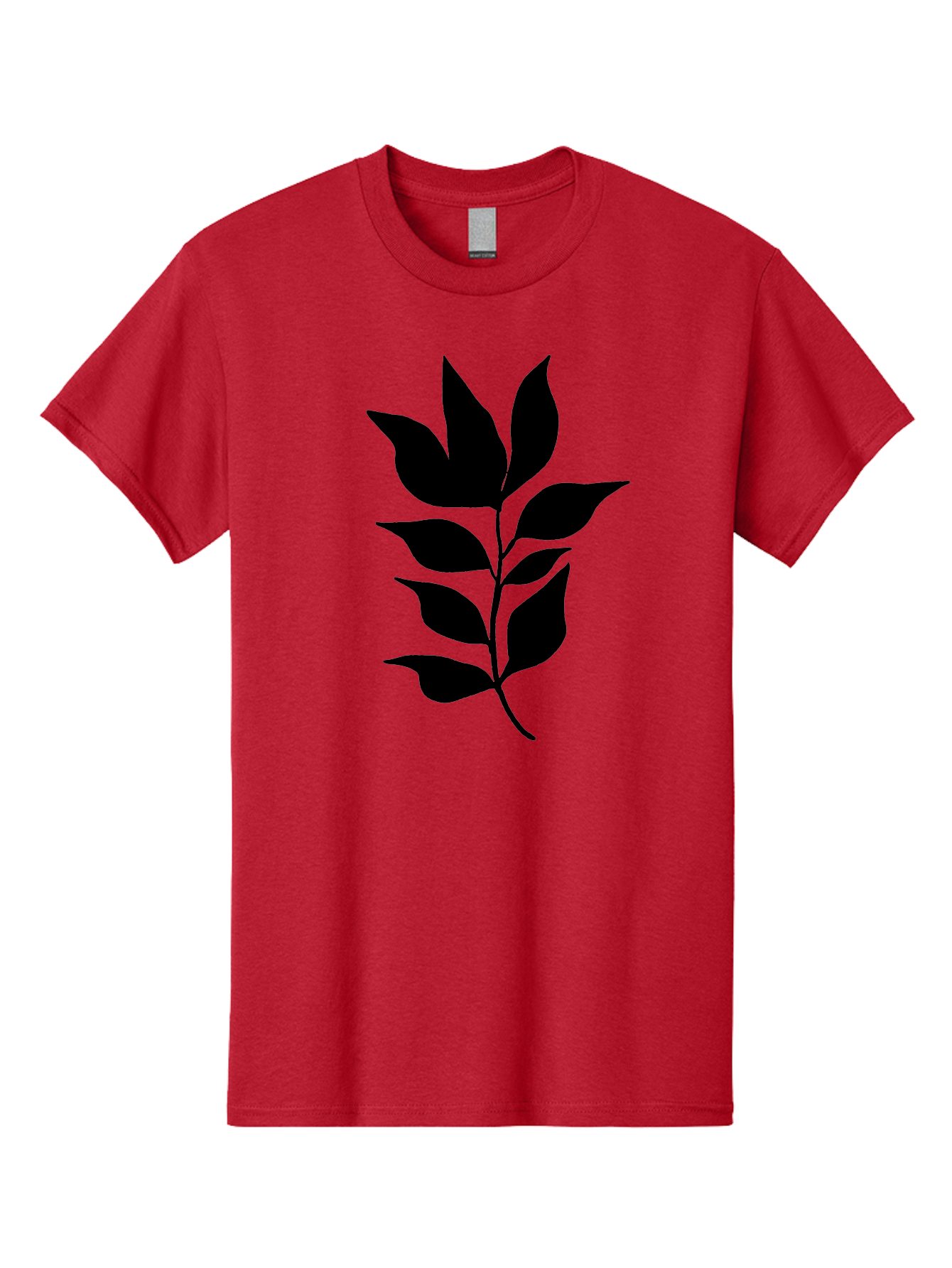 Leaf-Silhouette Men'S Graphic Tee, 100% Cotton, Comfortable Casual Summer Wear, Machine Washable, Leafy Branch, Foliage, Silhouette, Nature Icon, Simple Design, Leaf Graphics, Floral Element, Minimalist Art, Plant Symbol - Aaa448