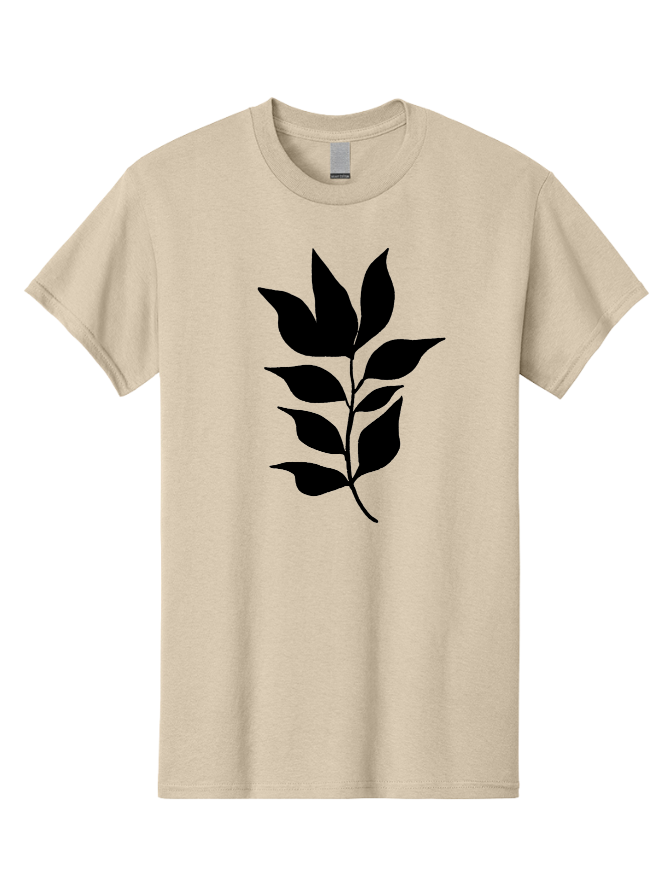 Leaf-Silhouette Men'S Graphic Tee, 100% Cotton, Comfortable Casual Summer Wear, Machine Washable, Leafy Branch, Foliage, Silhouette, Nature Icon, Simple Design, Leaf Graphics, Floral Element, Minimalist Art, Plant Symbol - Aaa448