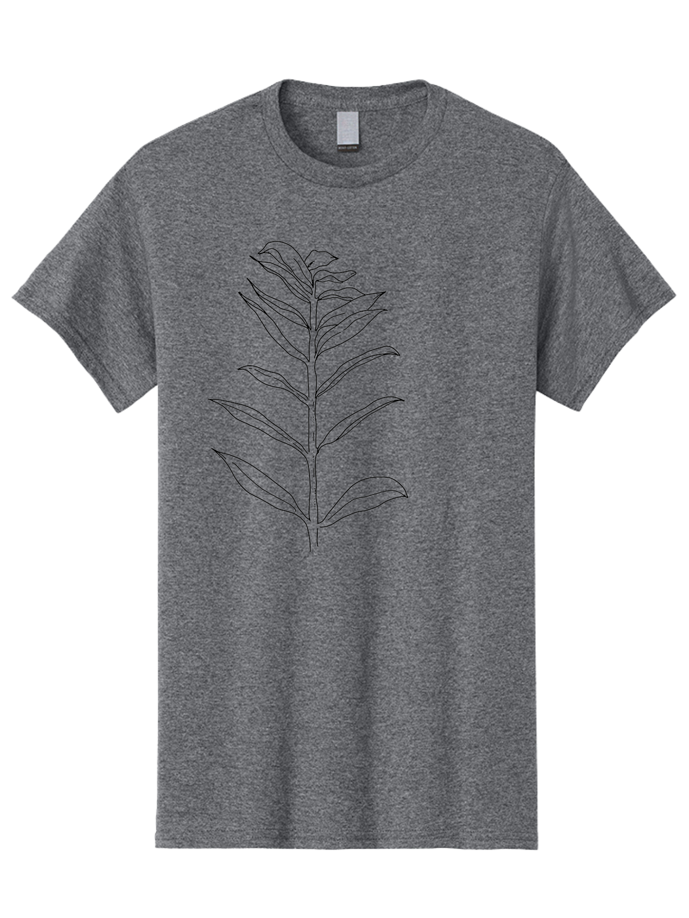 Leaf Men'S Graphic Tee, 100% Cotton, Comfortable Casual Summer Wear, Machine Washable, Hand-Drawn Leaf, Simple Illustration, Black Outline, Leafy Branch, Minimalist Design, Botanical Art - Aaa449