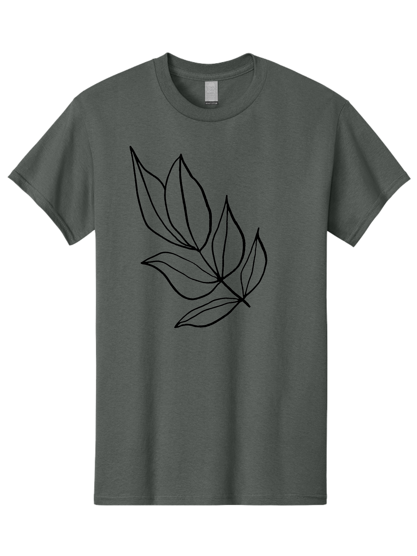 Leaves-1 Men'S Graphic Tee, 100% Cotton, Comfortable Casual Summer Wear, Machine Washable, Simple Line Art, Minimalist Design, Botanical Illustration, Leafy Greens, Nature-Inspired Graphics, Elegant Simplicity, Vector Art, Black Lines - Aaa450