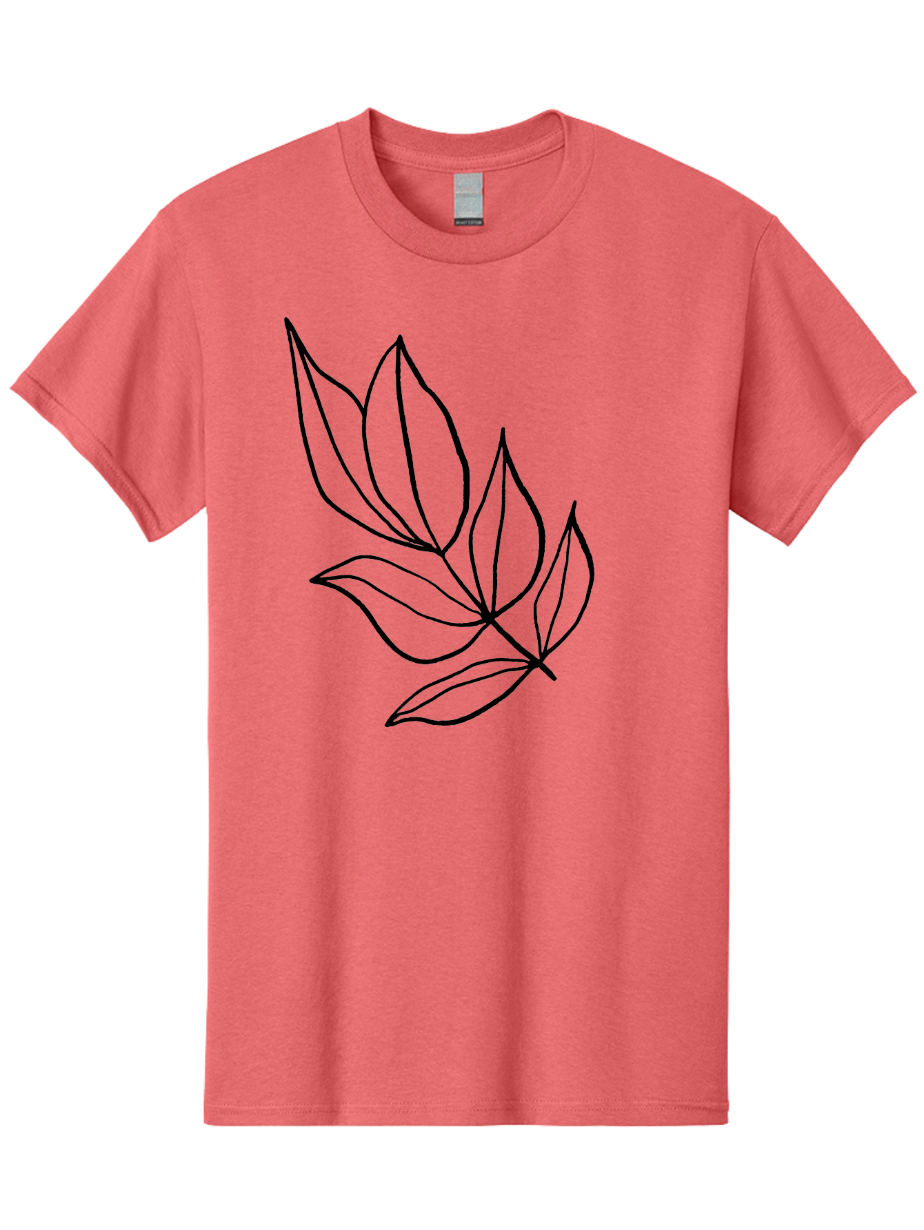 Leaves-1 Men'S Graphic Tee, 100% Cotton, Comfortable Casual Summer Wear, Machine Washable, Simple Line Art, Minimalist Design, Botanical Illustration, Leafy Greens, Nature-Inspired Graphics, Elegant Simplicity, Vector Art, Black Lines - Aaa450