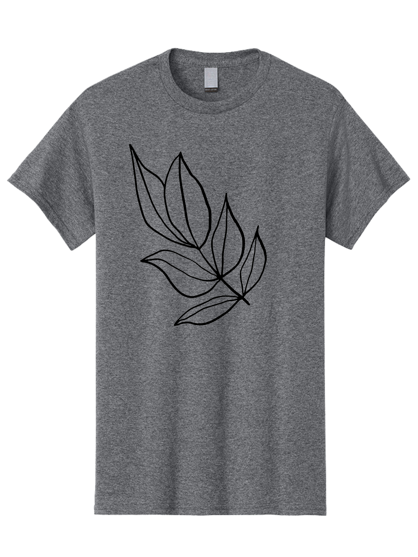 Leaves-1 Men'S Graphic Tee, 100% Cotton, Comfortable Casual Summer Wear, Machine Washable, Simple Line Art, Minimalist Design, Botanical Illustration, Leafy Greens, Nature-Inspired Graphics, Elegant Simplicity, Vector Art, Black Lines - Aaa450