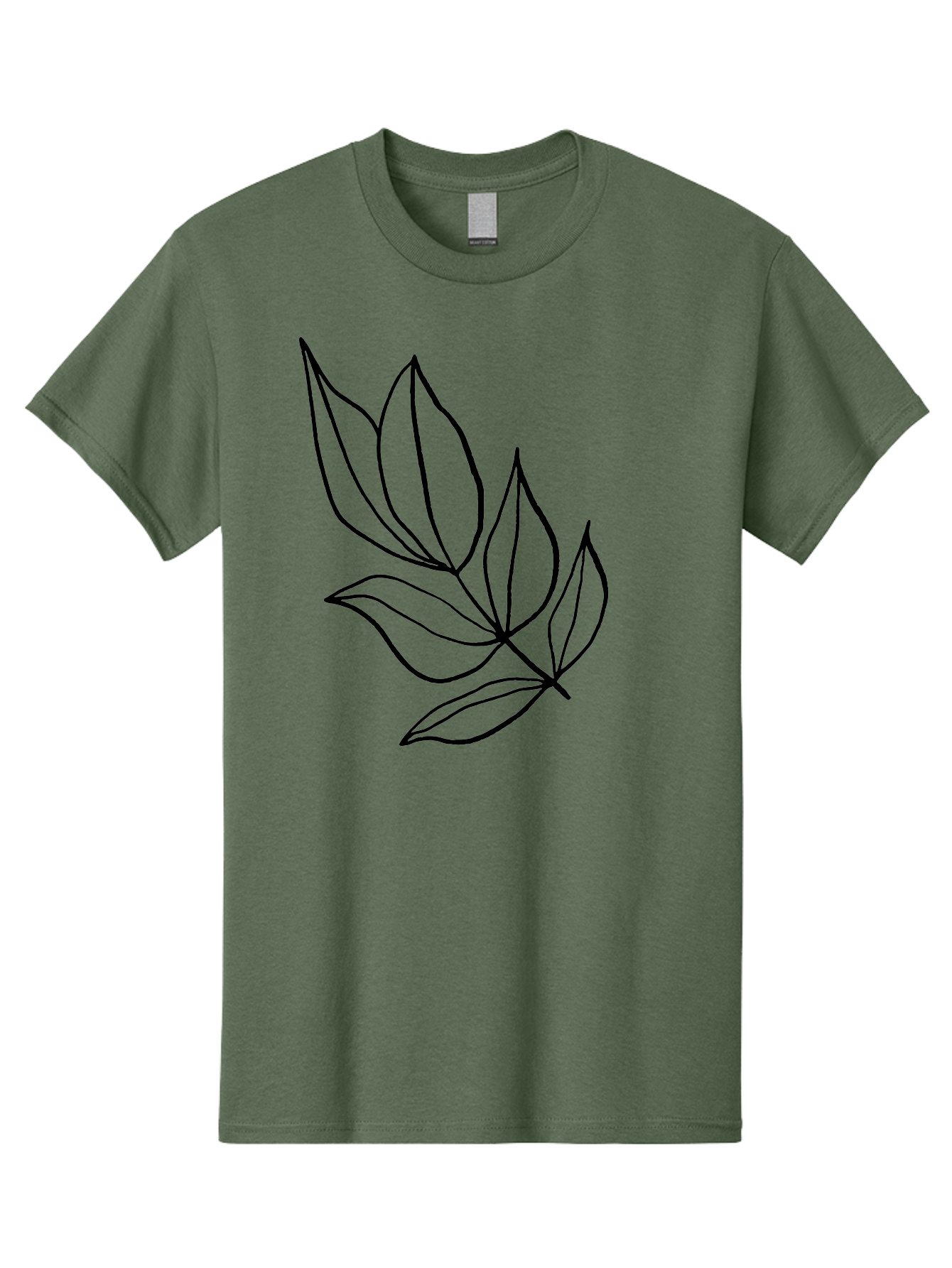 Leaves-1 Men'S Graphic Tee, 100% Cotton, Comfortable Casual Summer Wear, Machine Washable, Simple Line Art, Minimalist Design, Botanical Illustration, Leafy Greens, Nature-Inspired Graphics, Elegant Simplicity, Vector Art, Black Lines - Aaa450
