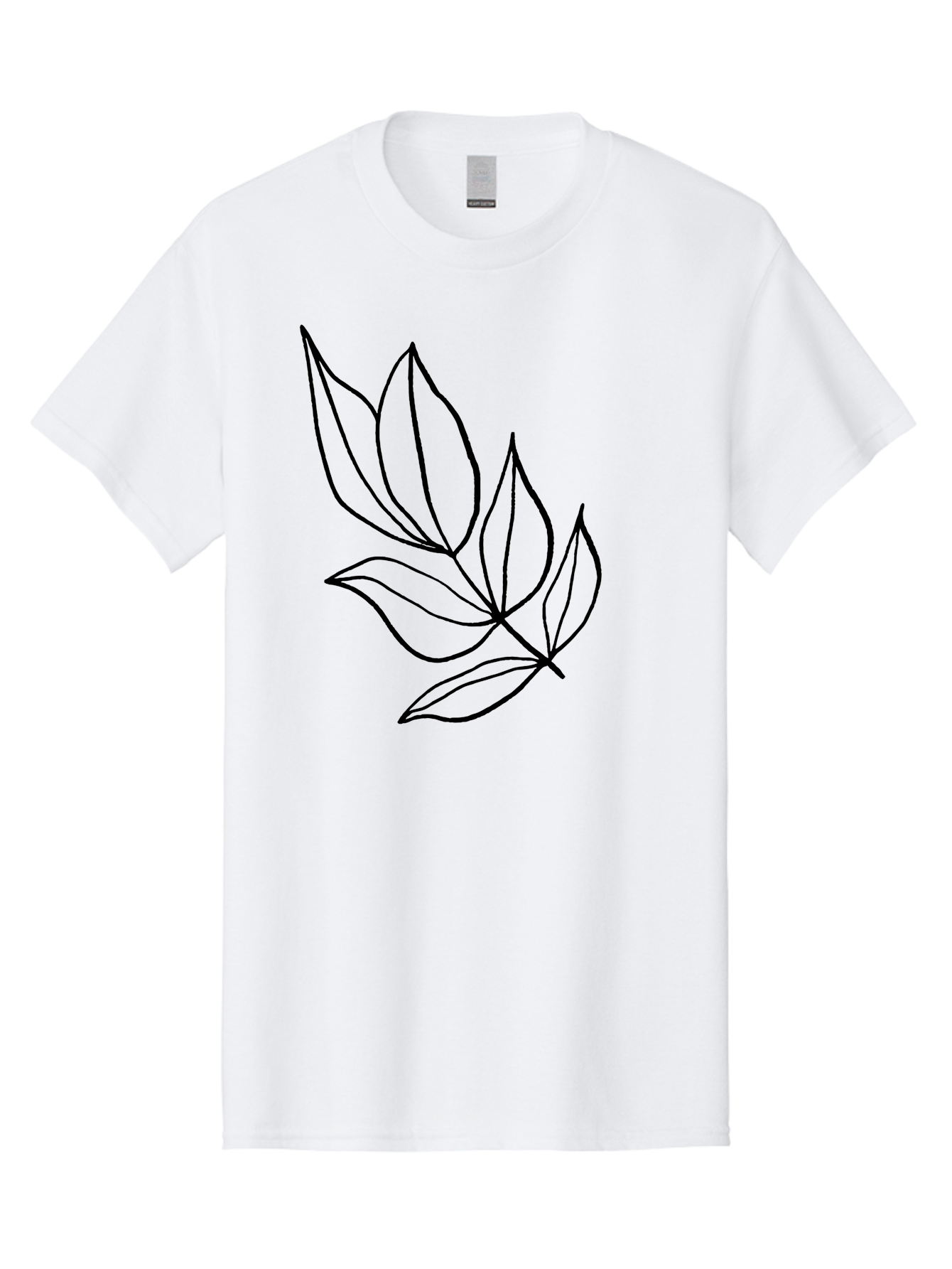 Leaves-1 Men'S Graphic Tee, 100% Cotton, Comfortable Casual Summer Wear, Machine Washable, Simple Line Art, Minimalist Design, Botanical Illustration, Leafy Greens, Nature-Inspired Graphics, Elegant Simplicity, Vector Art, Black Lines - Aaa450