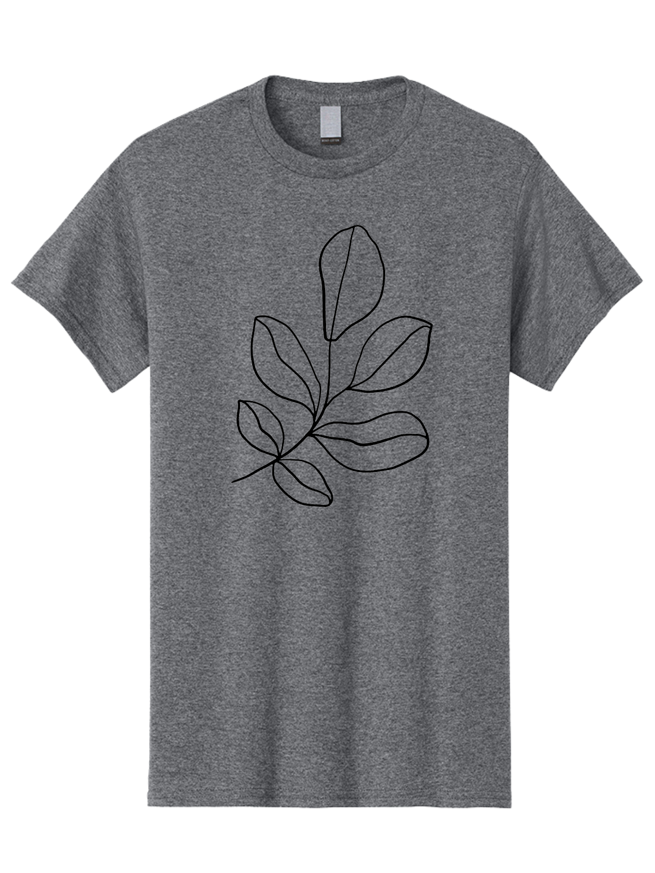 Leaves-2 Men'S Graphic Tee, 100% Cotton, Comfortable Casual Summer Wear, Machine Washable, Minimalist Leaf Design, Simple Line Art, Botanical Illustration, Leaf Pattern, Nature-Inspired Graphics, Organic Shapes, Black Outline - Aaa451