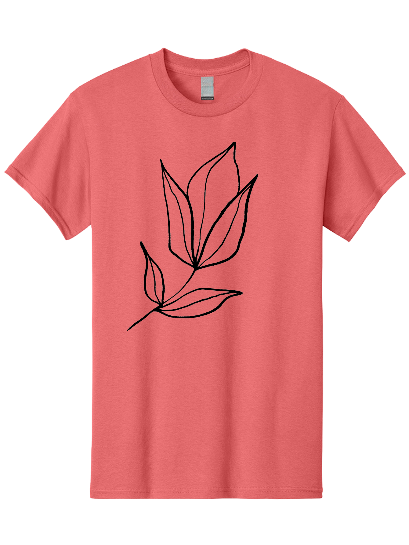 Leaves-3 Men'S Graphic Tee, 100% Cotton, Comfortable Casual Summer Wear, Machine Washable, Simple Leaf Illustration, Minimalist Design, Black Outline, Botanical Art, Leaf Pattern, Nature-Inspired Graphics, Simple Shapes - Aaa452