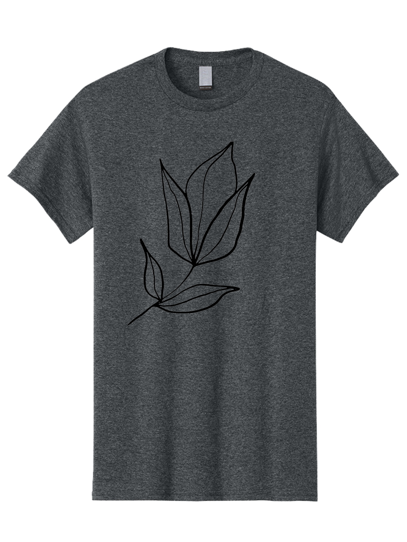 Leaves-3 Men'S Graphic Tee, 100% Cotton, Comfortable Casual Summer Wear, Machine Washable, Simple Leaf Illustration, Minimalist Design, Black Outline, Botanical Art, Leaf Pattern, Nature-Inspired Graphics, Simple Shapes - Aaa452