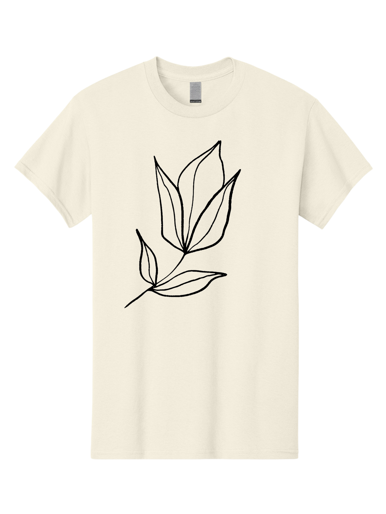 Leaves-3 Men'S Graphic Tee, 100% Cotton, Comfortable Casual Summer Wear, Machine Washable, Simple Leaf Illustration, Minimalist Design, Black Outline, Botanical Art, Leaf Pattern, Nature-Inspired Graphics, Simple Shapes - Aaa452