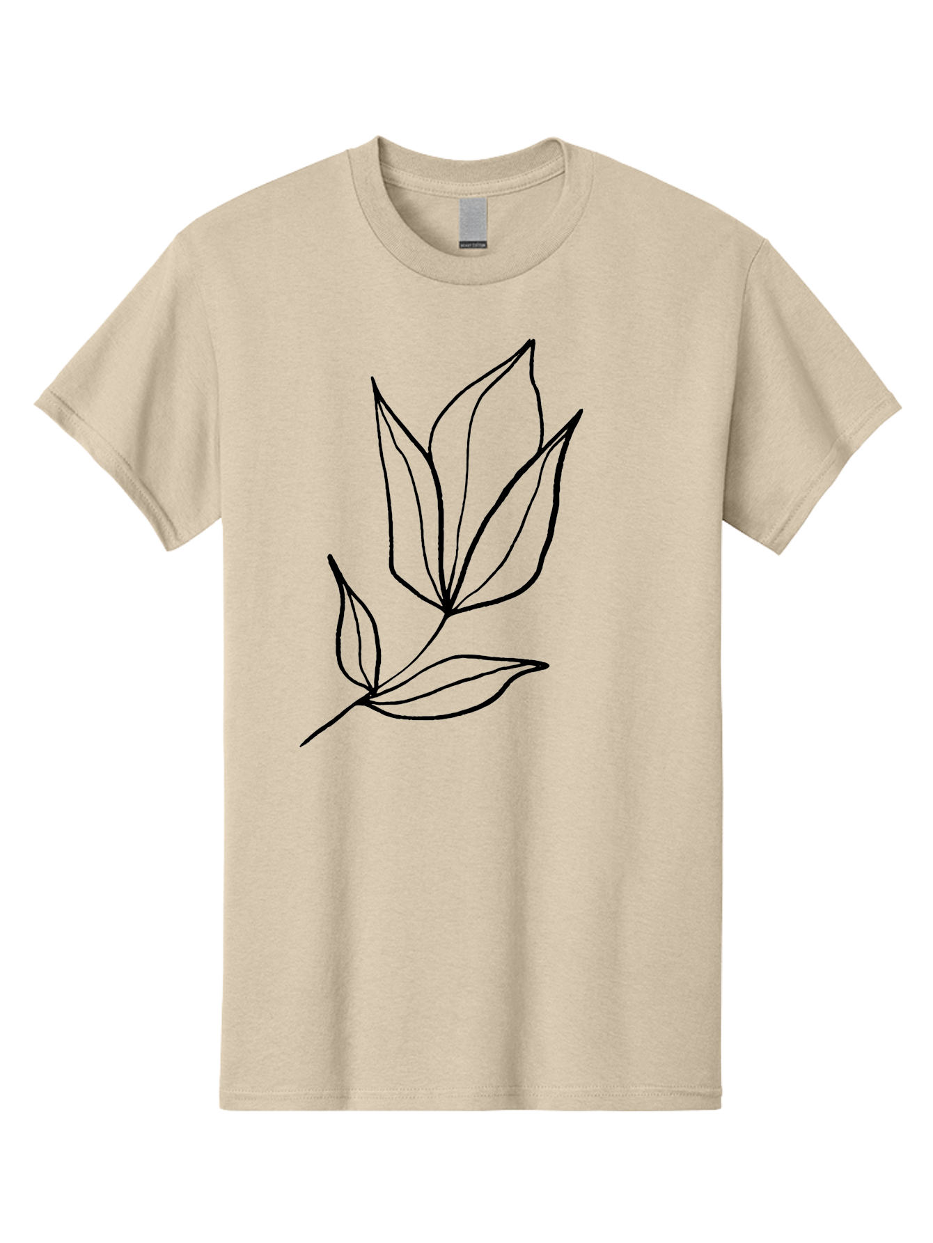 Leaves-3 Men'S Graphic Tee, 100% Cotton, Comfortable Casual Summer Wear, Machine Washable, Simple Leaf Illustration, Minimalist Design, Black Outline, Botanical Art, Leaf Pattern, Nature-Inspired Graphics, Simple Shapes - Aaa452