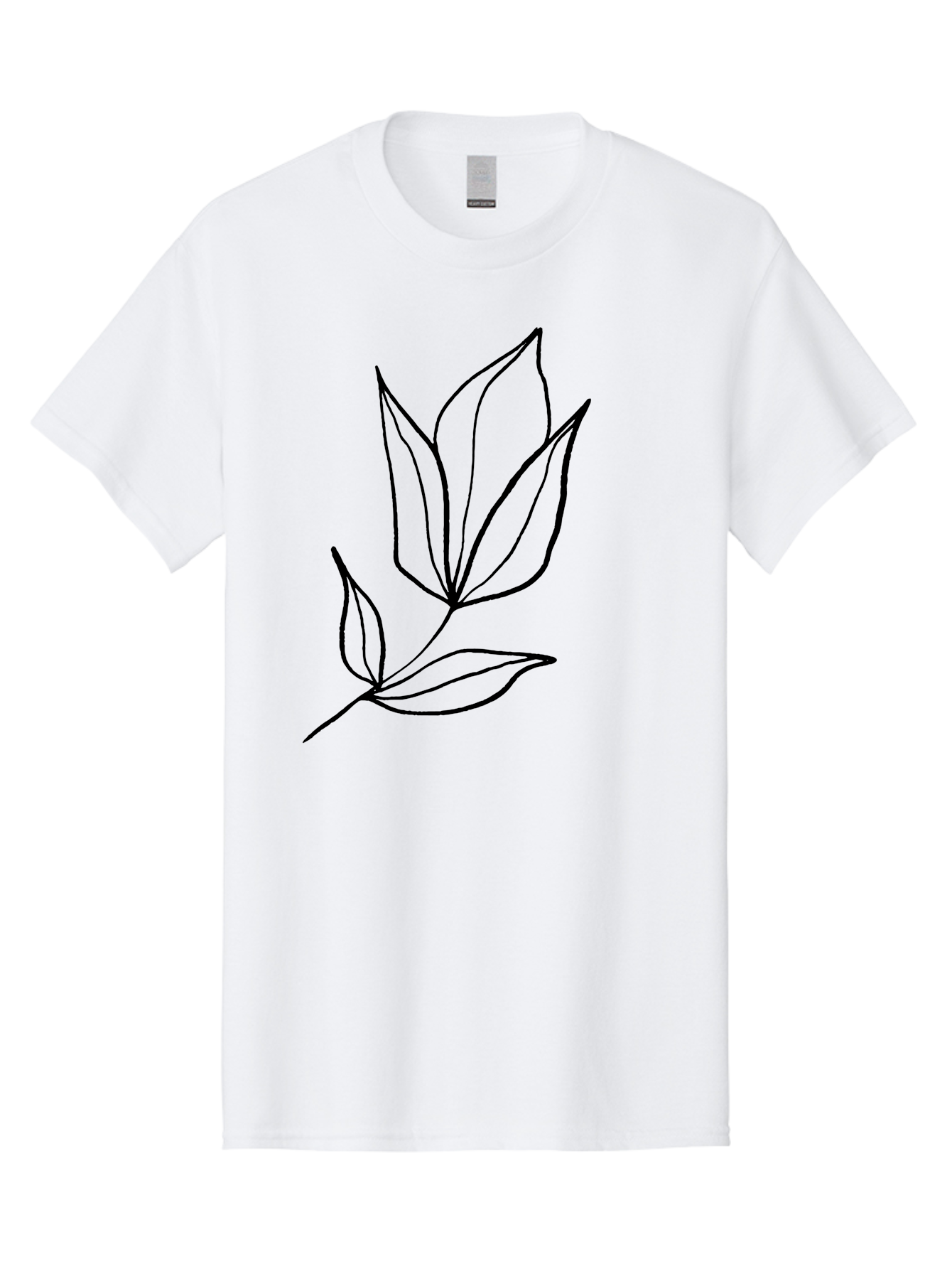 Leaves-3 Men'S Graphic Tee, 100% Cotton, Comfortable Casual Summer Wear, Machine Washable, Simple Leaf Illustration, Minimalist Design, Black Outline, Botanical Art, Leaf Pattern, Nature-Inspired Graphics, Simple Shapes - Aaa452