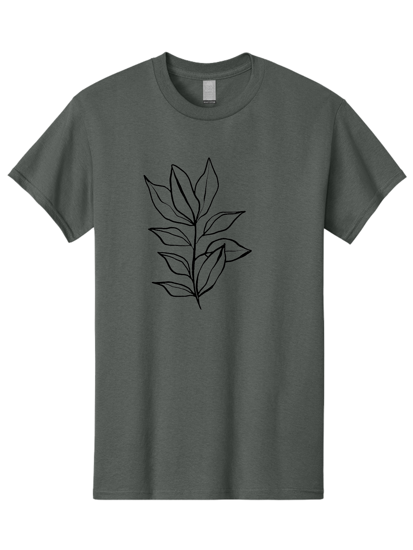 Leaves-4 Men'S Graphic Tee, 100% Cotton, Comfortable Casual Summer Wear, Machine Washable, Simple Leaf Design, Minimalist Art, Black Outline, Leaves, Foliage, Botanical Illustration, Simple Graphics, Modern Art - Aaa453