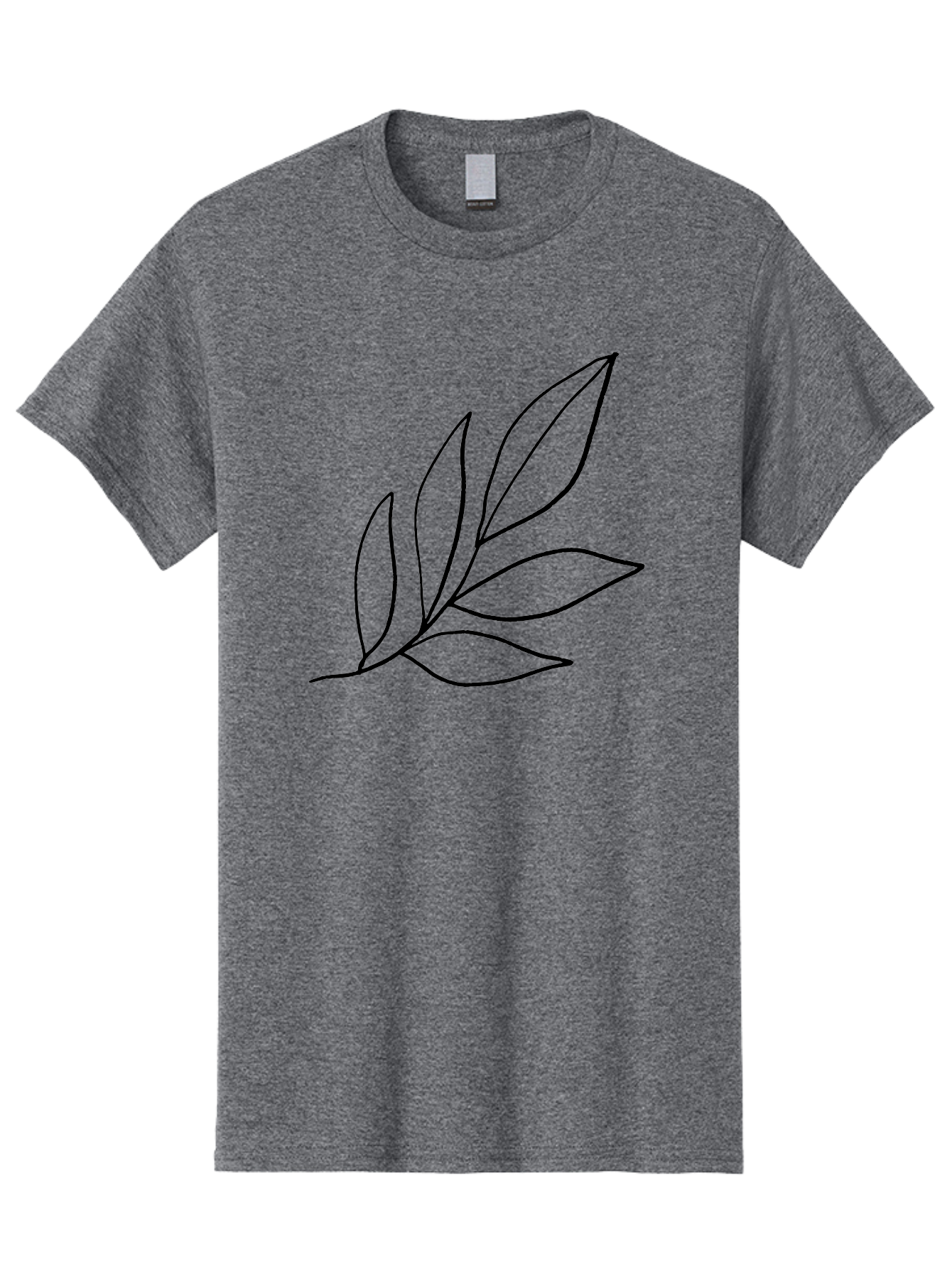 Leaves-5 Men'S Graphic Tee, 100% Cotton, Comfortable Casual Summer Wear, Machine Washable, Hand Drawn Leaves, Simple Line Art, Minimalist Design, Botanical Elements, Leaf Illustration, Black Outline - Aaa454