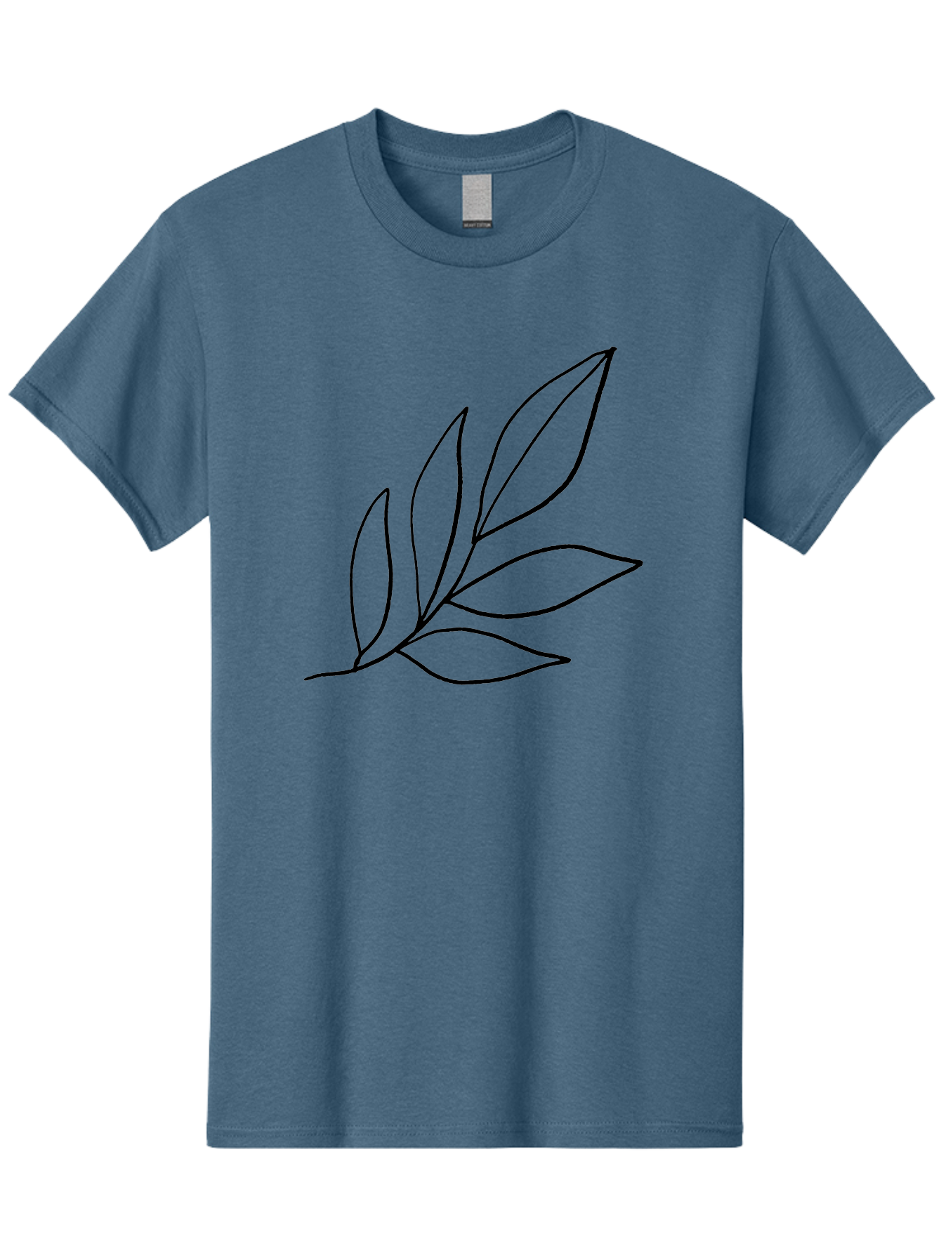 Leaves-5 Men'S Graphic Tee, 100% Cotton, Comfortable Casual Summer Wear, Machine Washable, Hand Drawn Leaves, Simple Line Art, Minimalist Design, Botanical Elements, Leaf Illustration, Black Outline - Aaa454