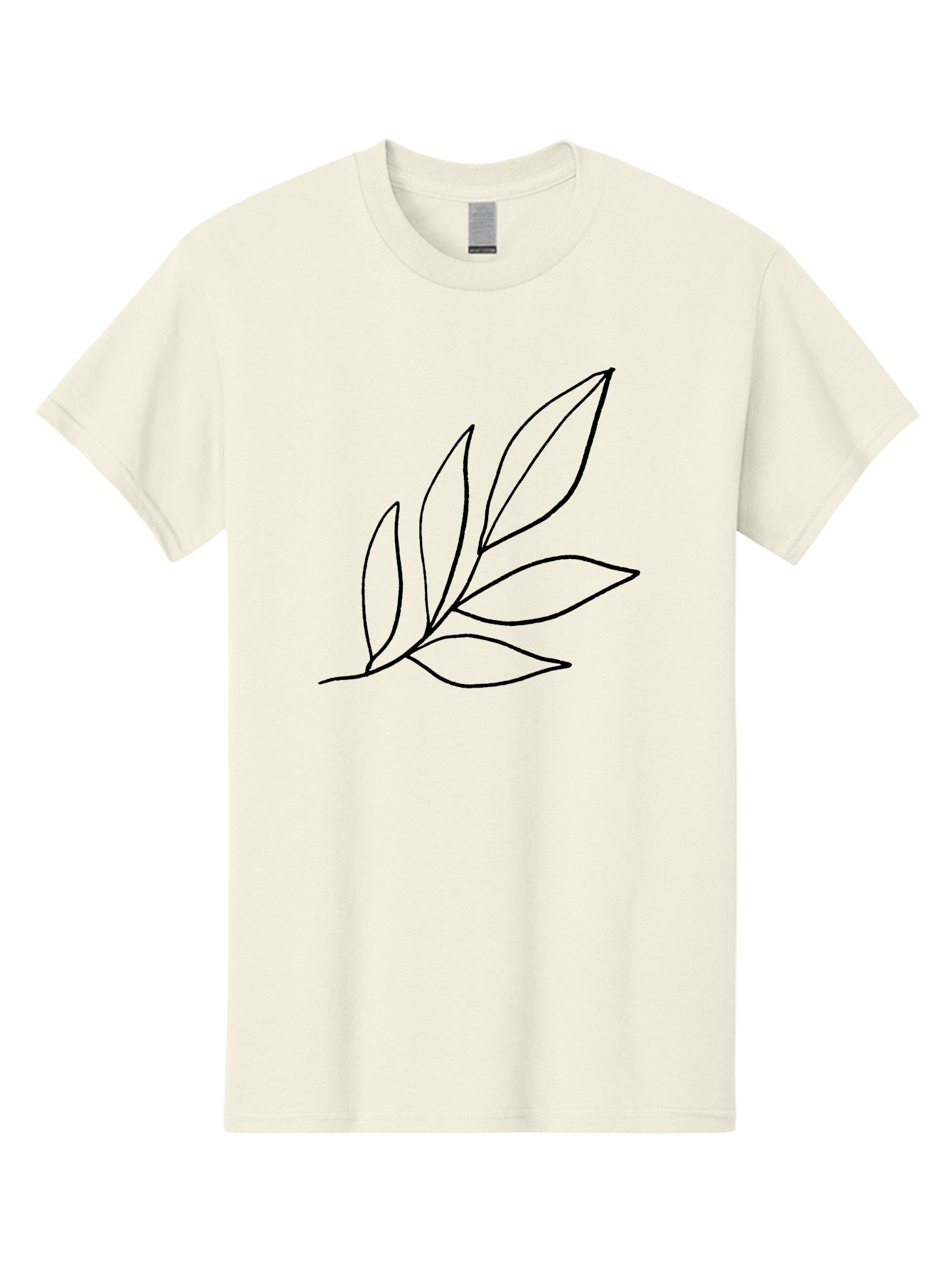 Leaves-5 Men'S Graphic Tee, 100% Cotton, Comfortable Casual Summer Wear, Machine Washable, Hand Drawn Leaves, Simple Line Art, Minimalist Design, Botanical Elements, Leaf Illustration, Black Outline - Aaa454