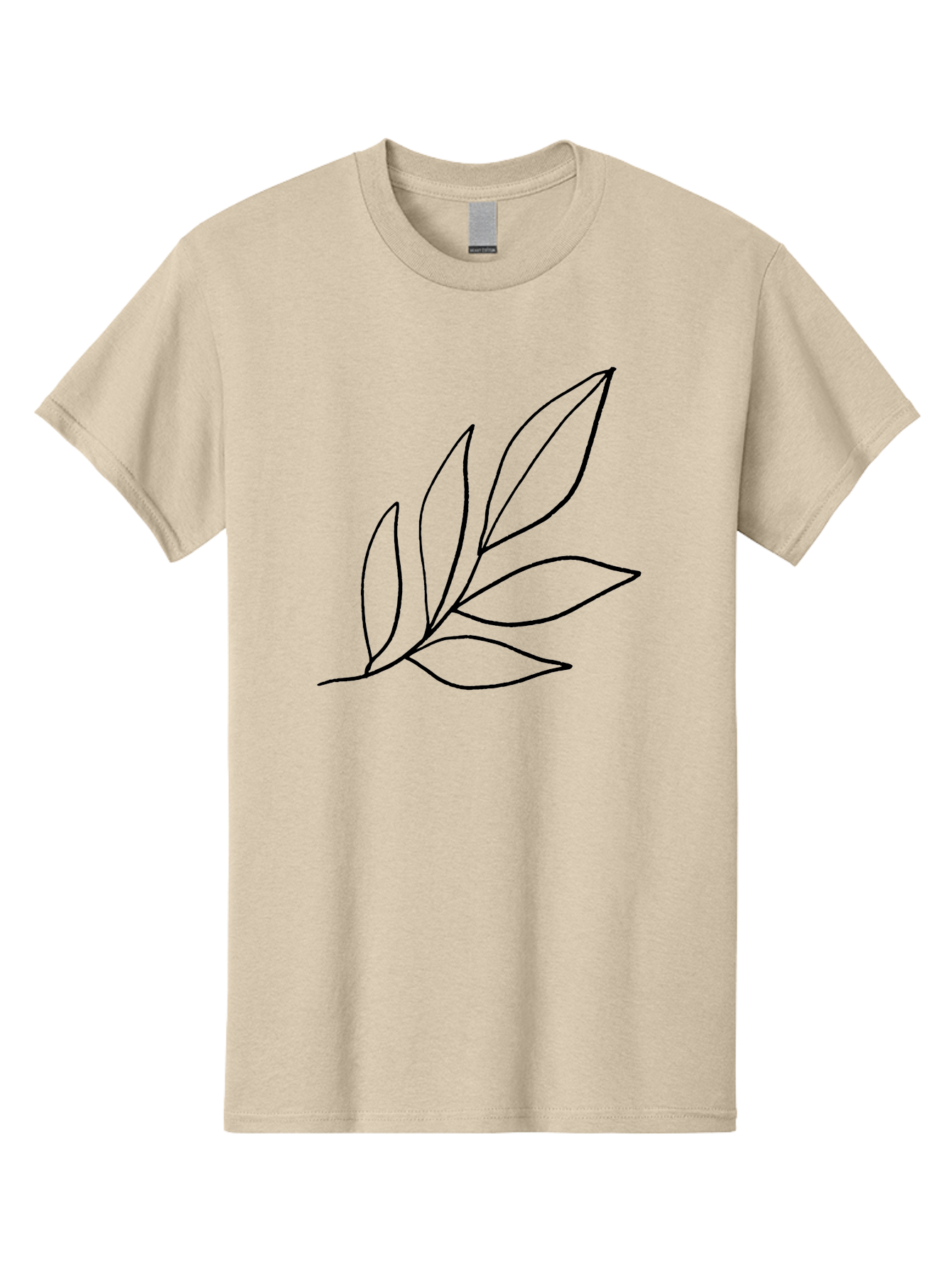 Leaves-5 Men'S Graphic Tee, 100% Cotton, Comfortable Casual Summer Wear, Machine Washable, Hand Drawn Leaves, Simple Line Art, Minimalist Design, Botanical Elements, Leaf Illustration, Black Outline - Aaa454