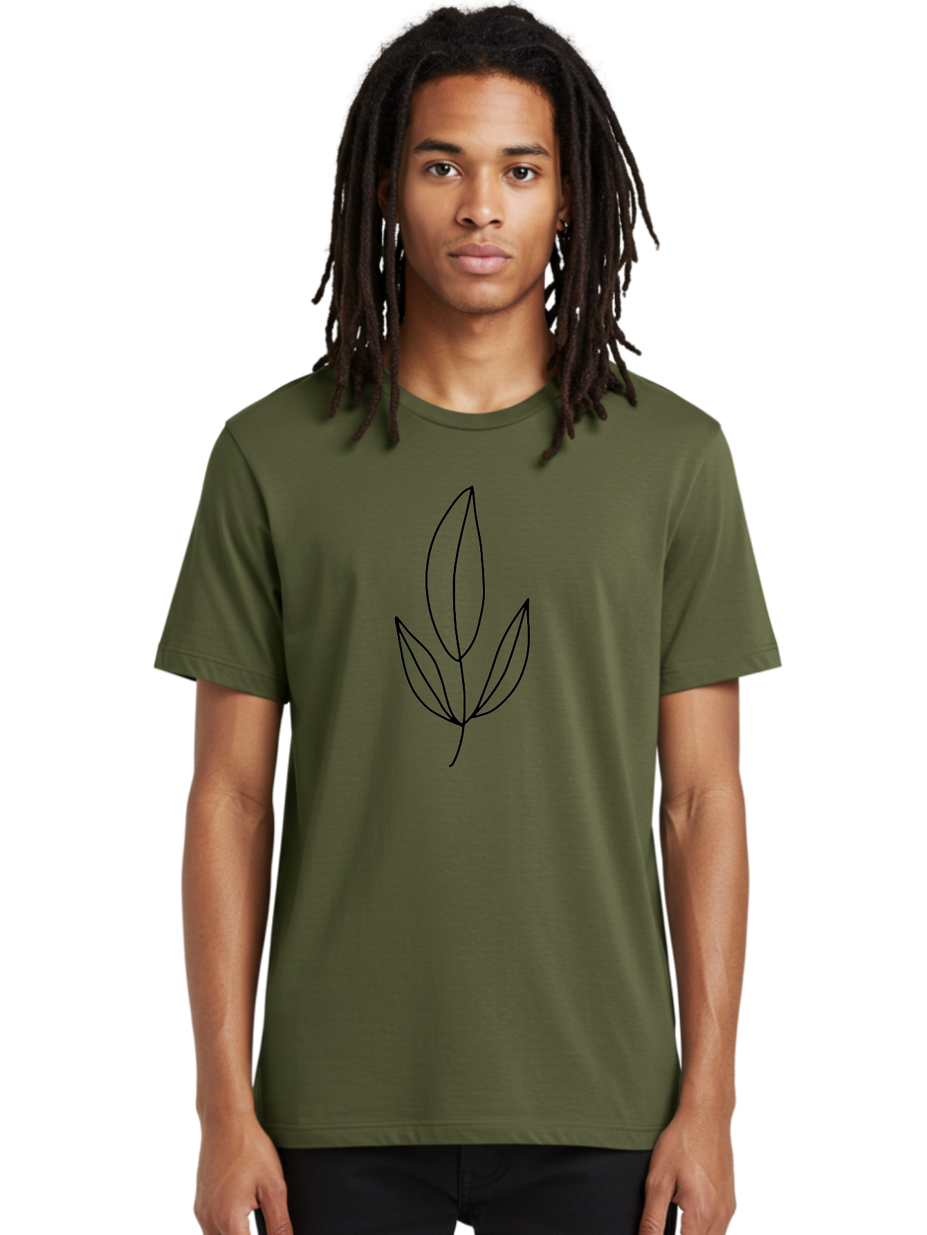 Leaves-6 Men'S Graphic Tee, 100% Cotton, Comfortable Casual Summer Wear, Machine Washable, Simple Leaf Illustration, Minimalist Design, Botanical Art, Leaf Outline, Nature-Inspired Graphics, Eco-Friendly Visuals - Aaa455