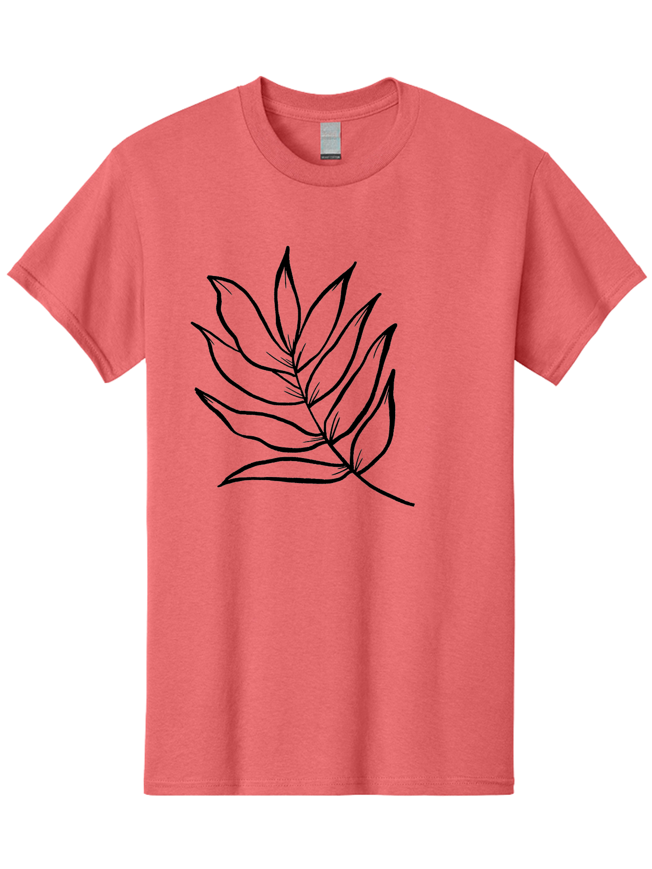 Leaves-7 Men'S Graphic Tee, 100% Cotton, Comfortable Casual Summer Wear, Machine Washable, Hand-Drawn Leaf, Simple Line Art, Minimalist Design, Black Silhouette, Natural Elements, Leaf Illustration, Botanical Art - Aaa456