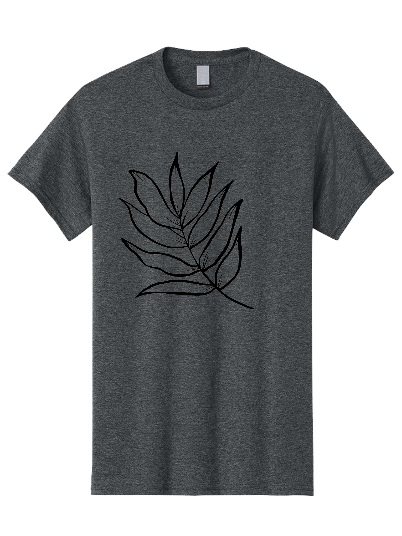 Leaves-7 Men'S Graphic Tee, 100% Cotton, Comfortable Casual Summer Wear, Machine Washable, Hand-Drawn Leaf, Simple Line Art, Minimalist Design, Black Silhouette, Natural Elements, Leaf Illustration, Botanical Art - Aaa456