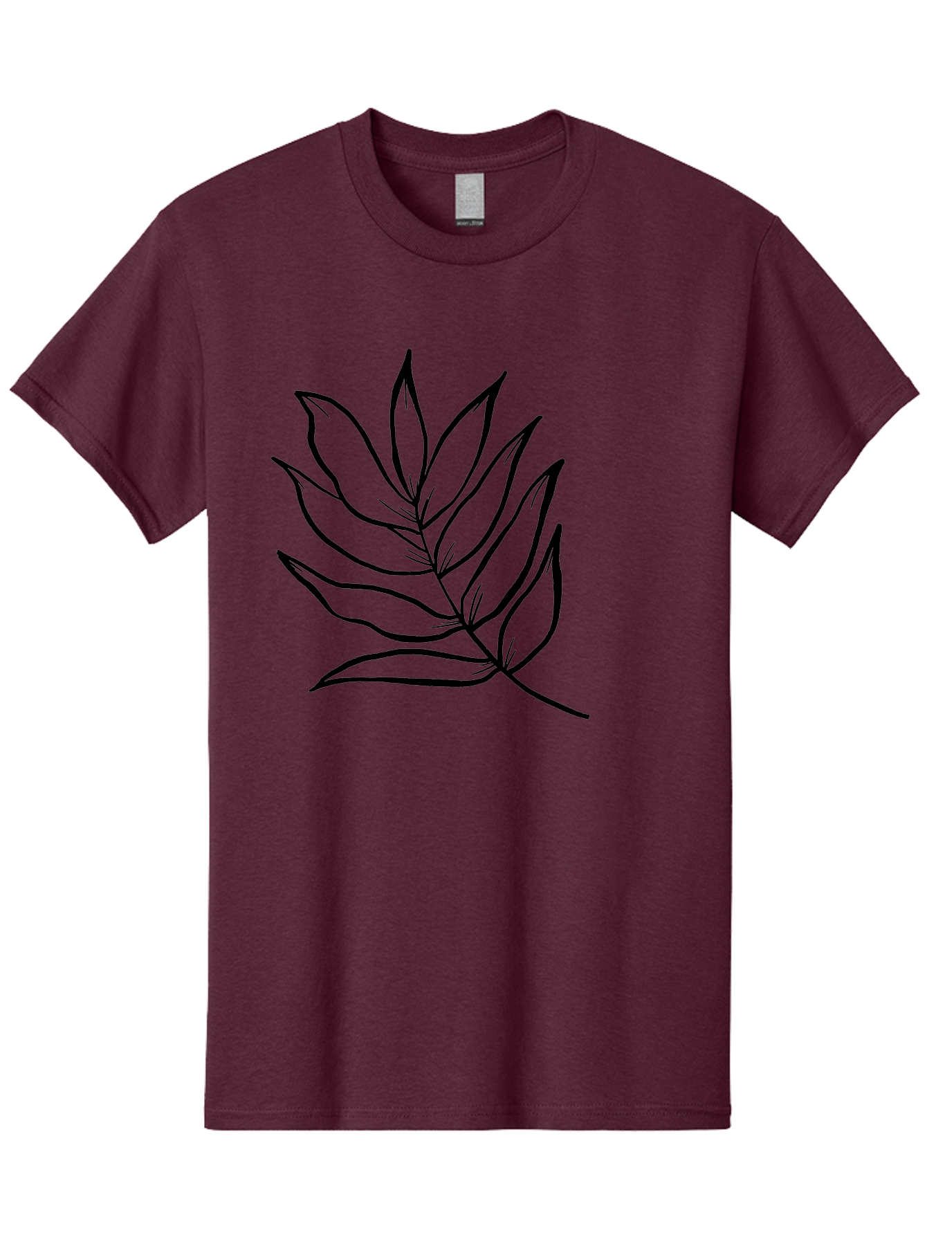 Leaves-7 Men'S Graphic Tee, 100% Cotton, Comfortable Casual Summer Wear, Machine Washable, Hand-Drawn Leaf, Simple Line Art, Minimalist Design, Black Silhouette, Natural Elements, Leaf Illustration, Botanical Art - Aaa456