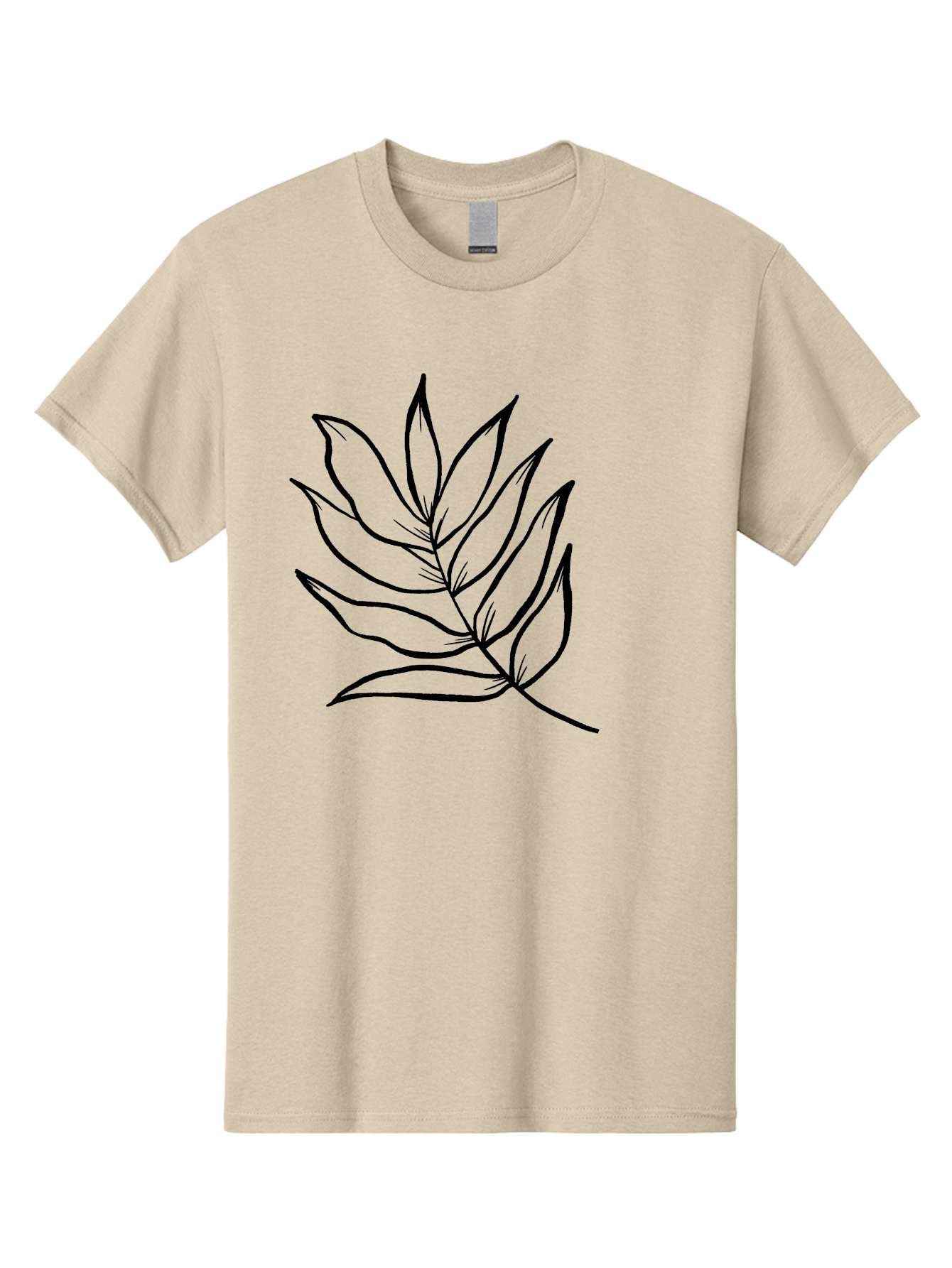 Leaves-7 Men'S Graphic Tee, 100% Cotton, Comfortable Casual Summer Wear, Machine Washable, Hand-Drawn Leaf, Simple Line Art, Minimalist Design, Black Silhouette, Natural Elements, Leaf Illustration, Botanical Art - Aaa456